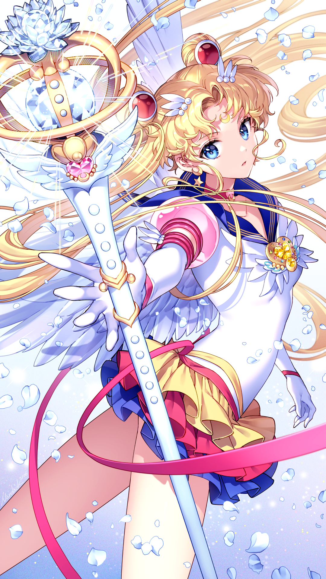 Nardack Artwork Anime Girls Sailor Moon Tsukino Usagi Sailor Uniform Blonde Twintails Blue Eyes 1080x1920
