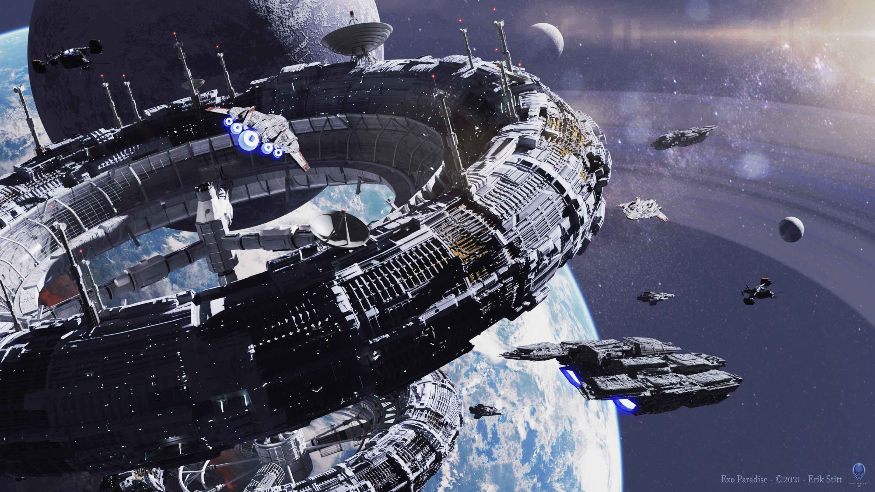 Sci Fi Space Station 3000x1688