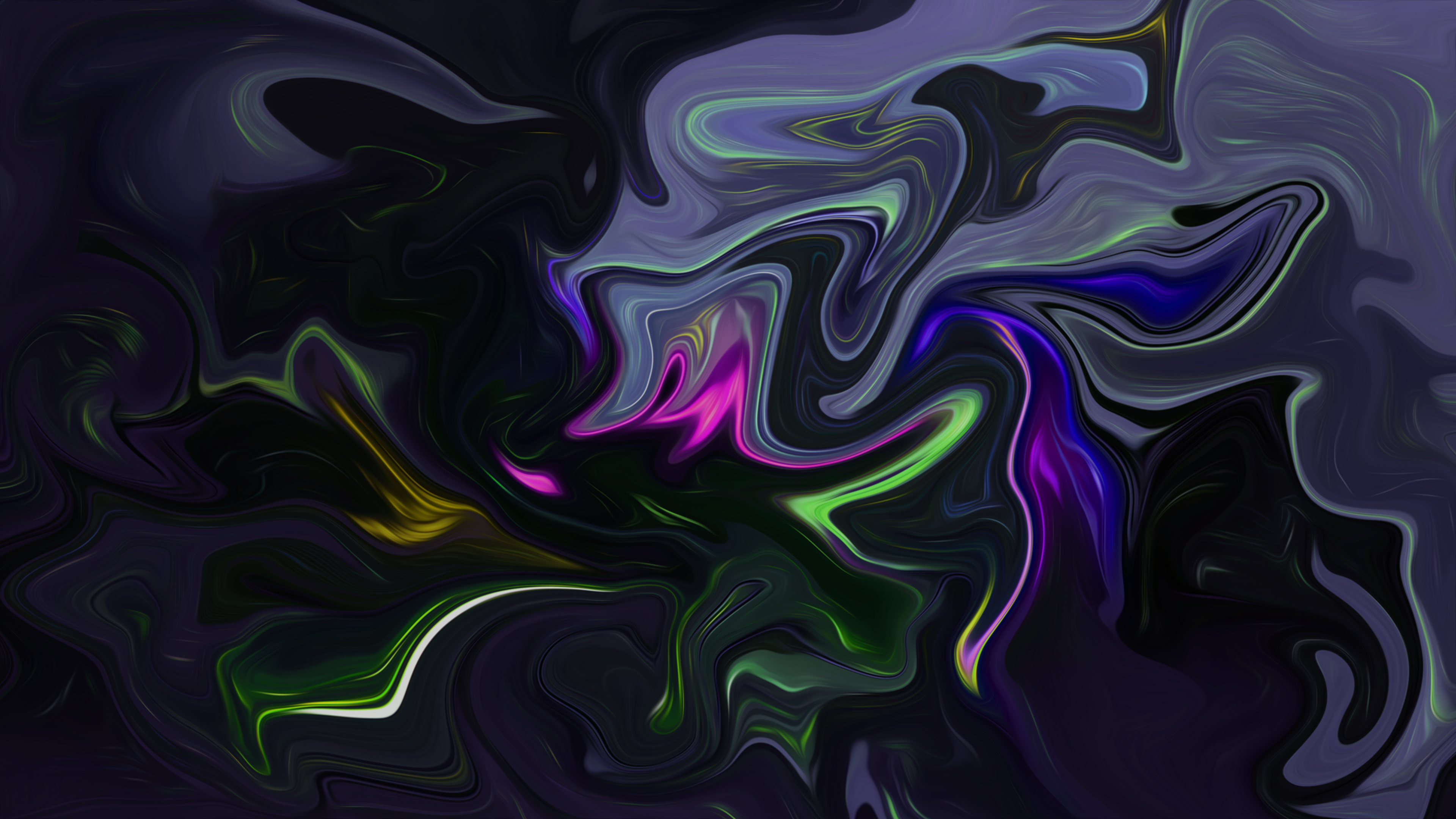 Abstract Fluid Liquid Artwork Colorful Shapes Dark 3840x2160