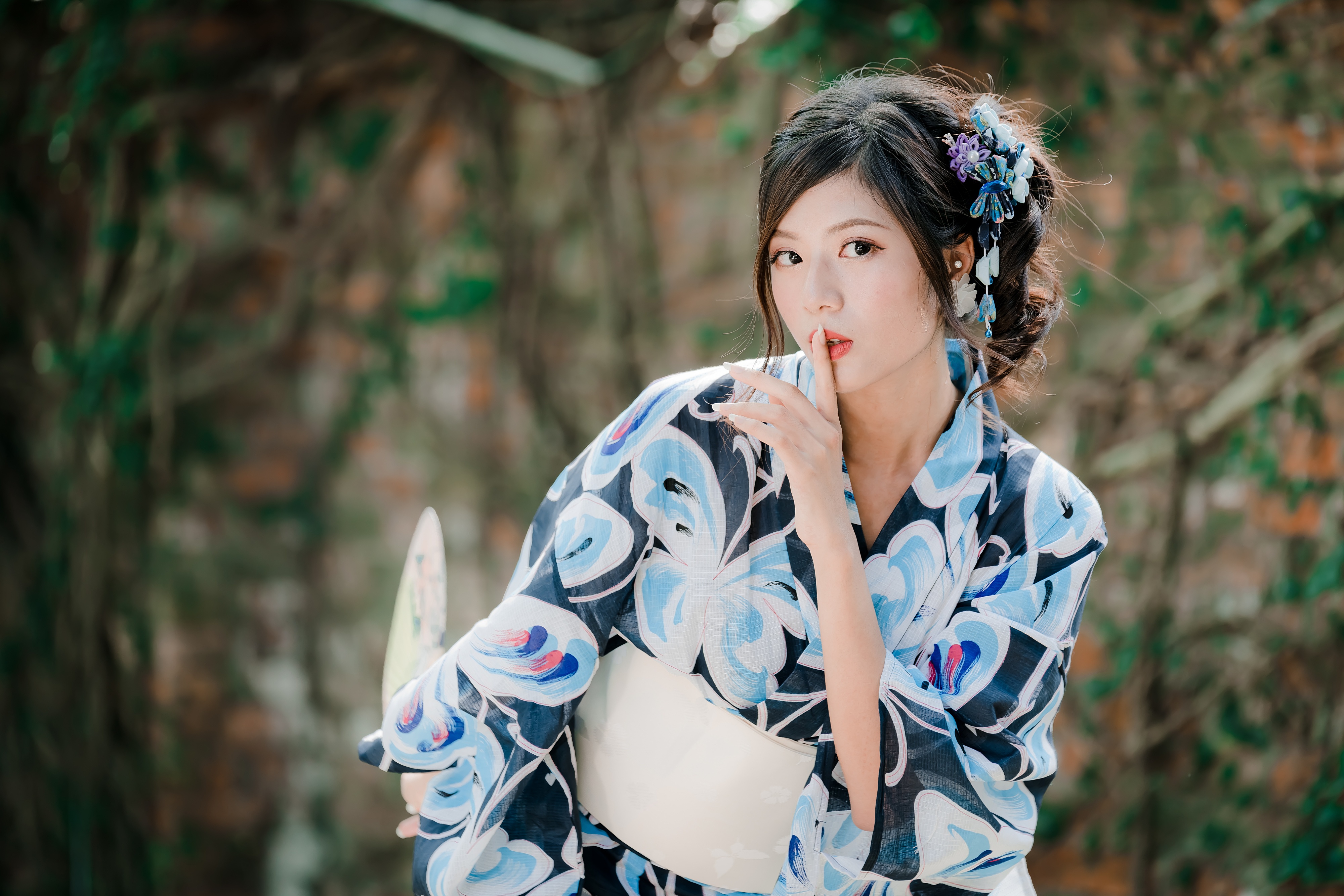 Asian Black Hair Depth Of Field Girl Kimono Model Woman 4000x2668