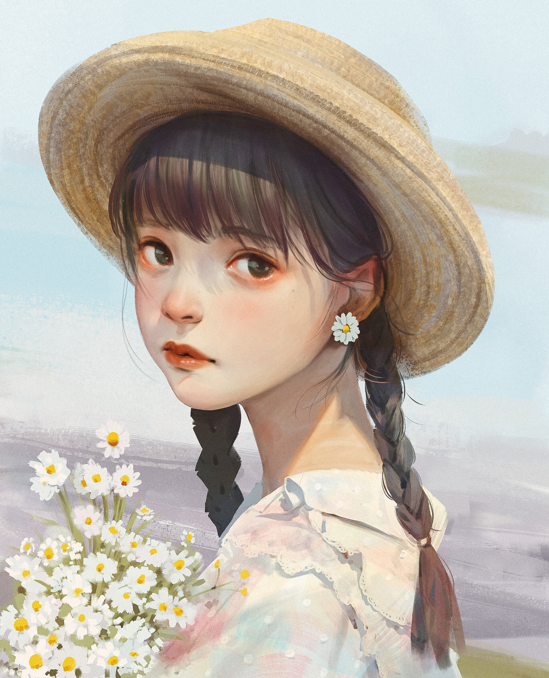 Anime Girls Paint Can Artwork Portrait Display 1920x2369