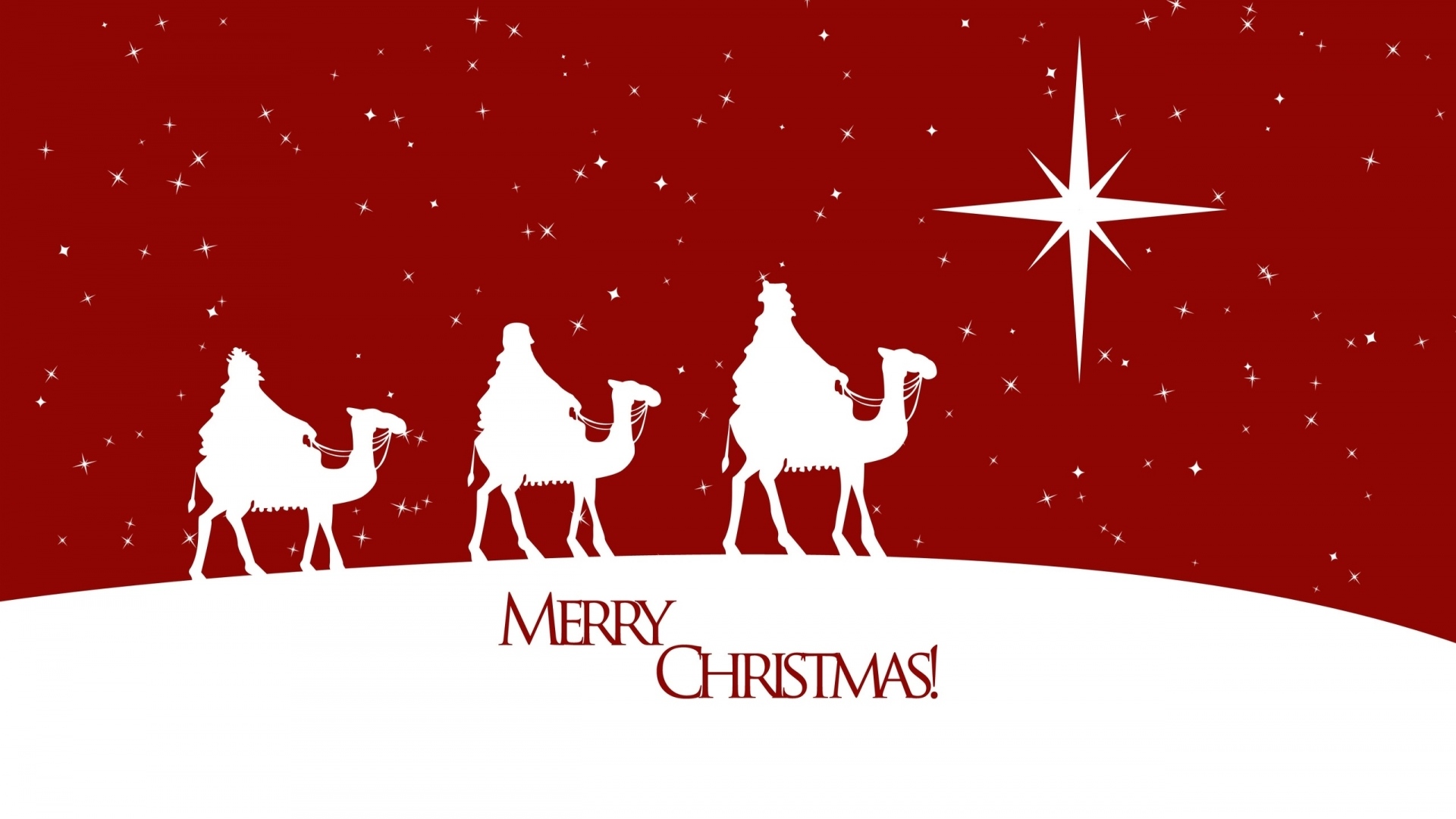 Camel Merry Christmas Red Snow Star The Three Wise Men White 1920x1080
