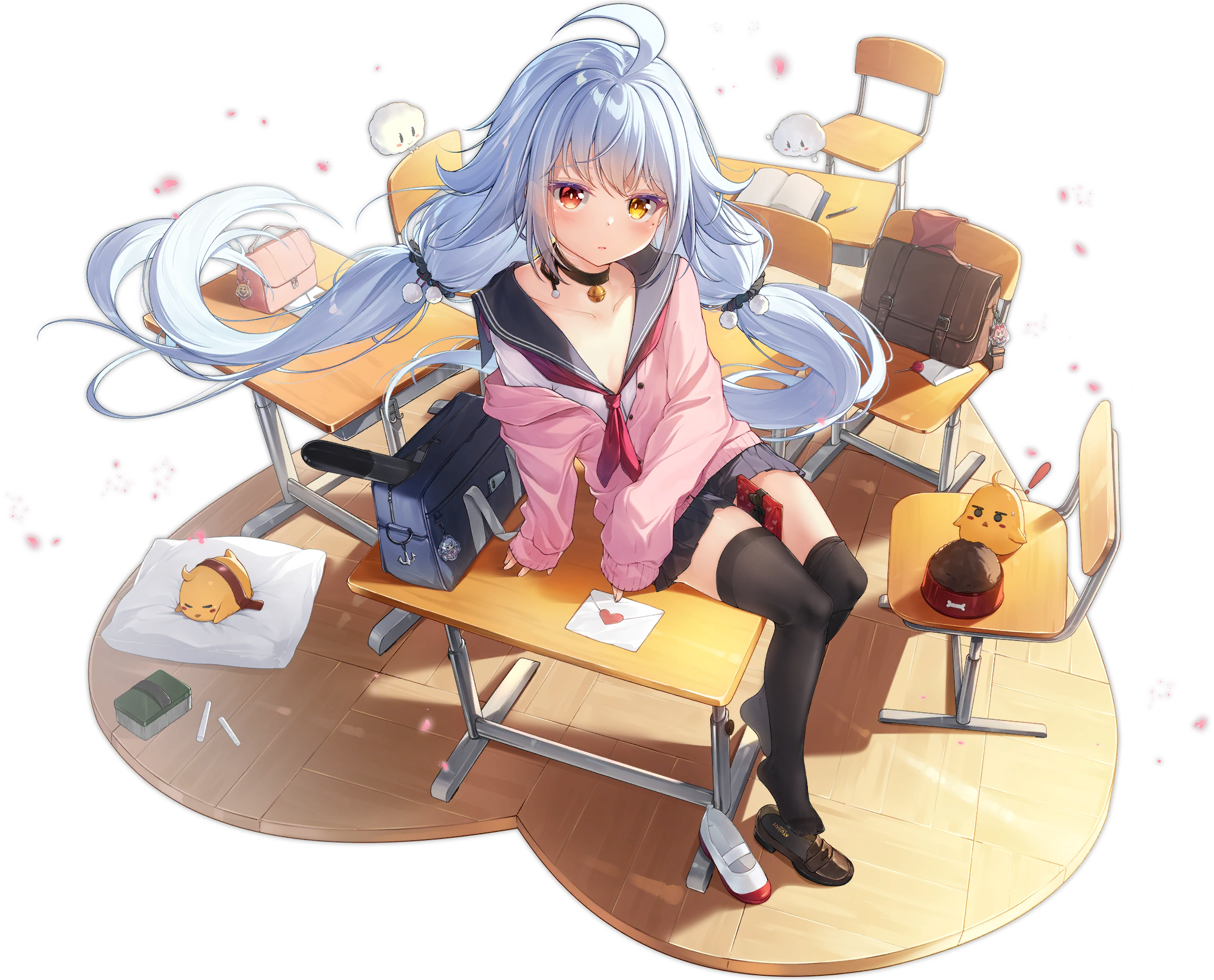 Azur Lane Nicholas Azur Lane Anime Girls Artwork Dango Remi Classroom School Uniform Thigh Highs Blu 2048x1654