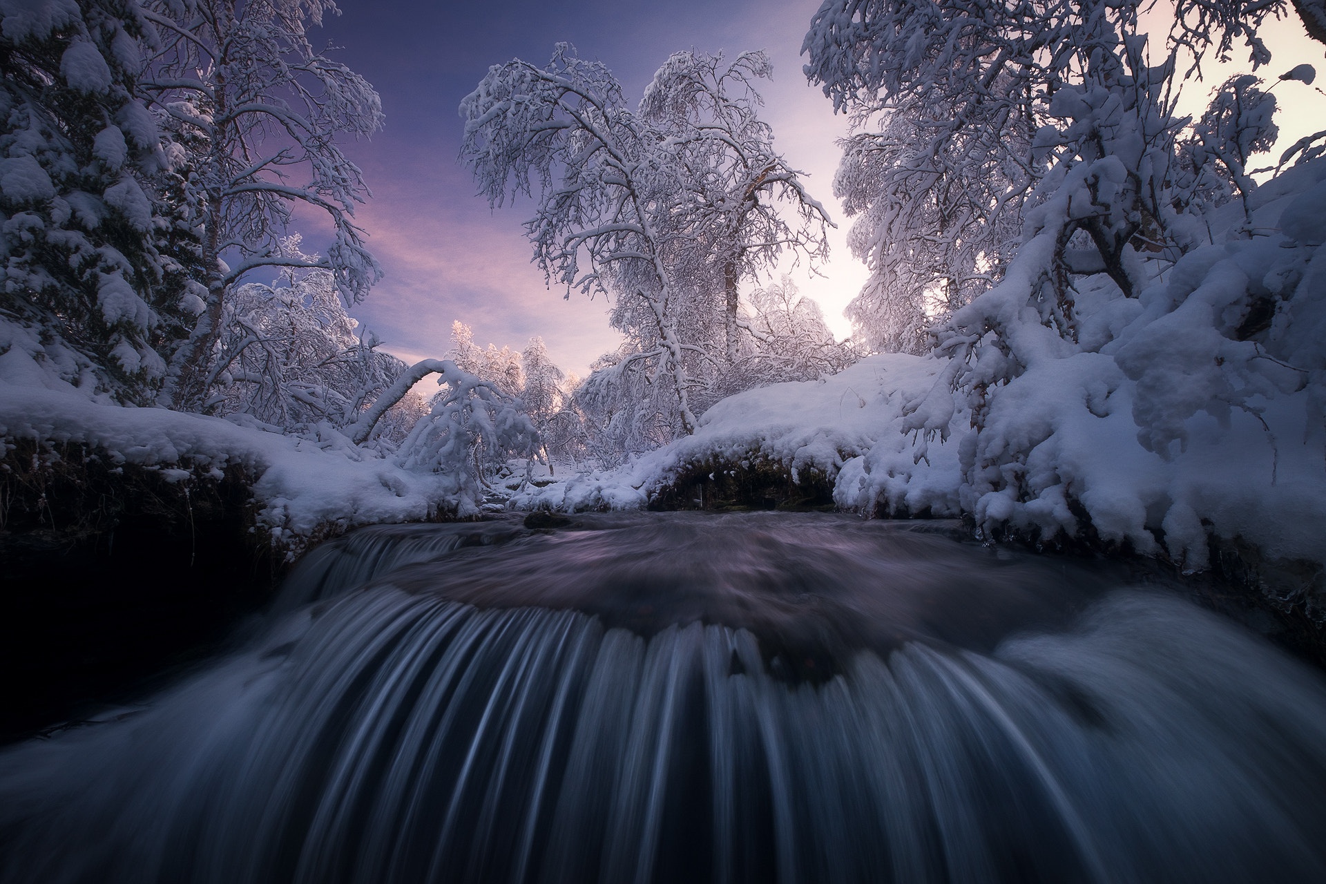 Nature Winter Water Snow Ice Cold Trees Creeks 1920x1280