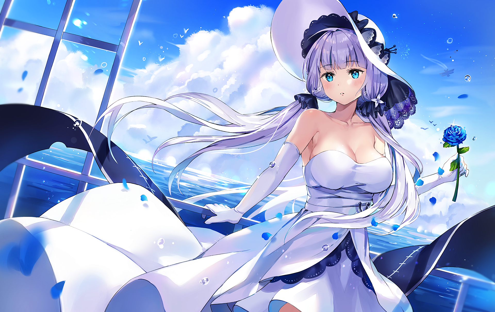 Azur Lane Illustrious Azur Lane Anime Girls Cherim Hat Dress Bare Shoulders Twintails Silver Hair Bl 1920x1210