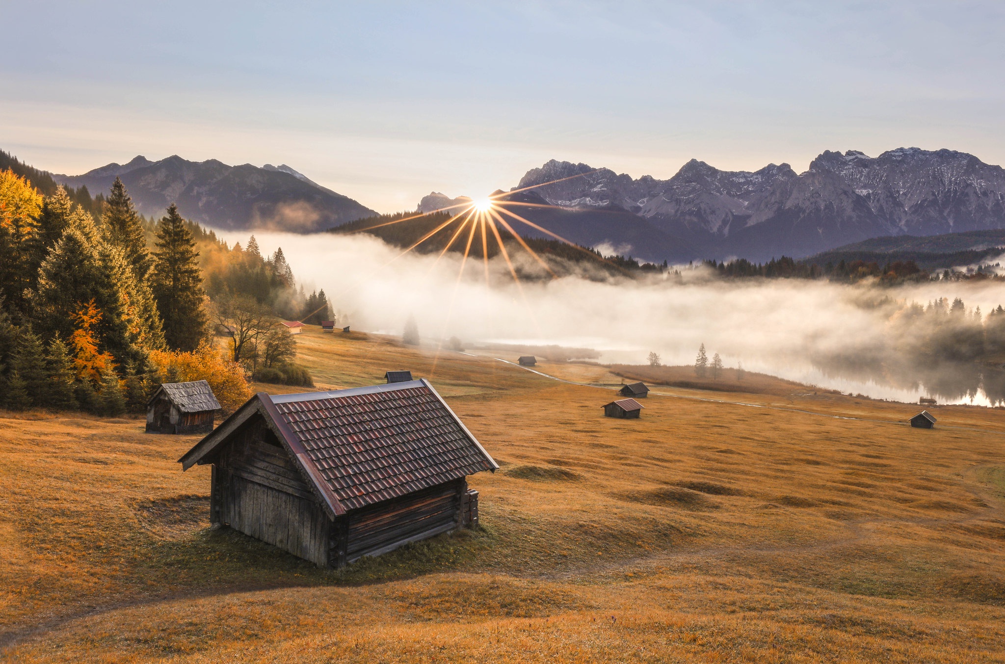 Bavaria Sunbeam Nature Mountain House Hut 2048x1353