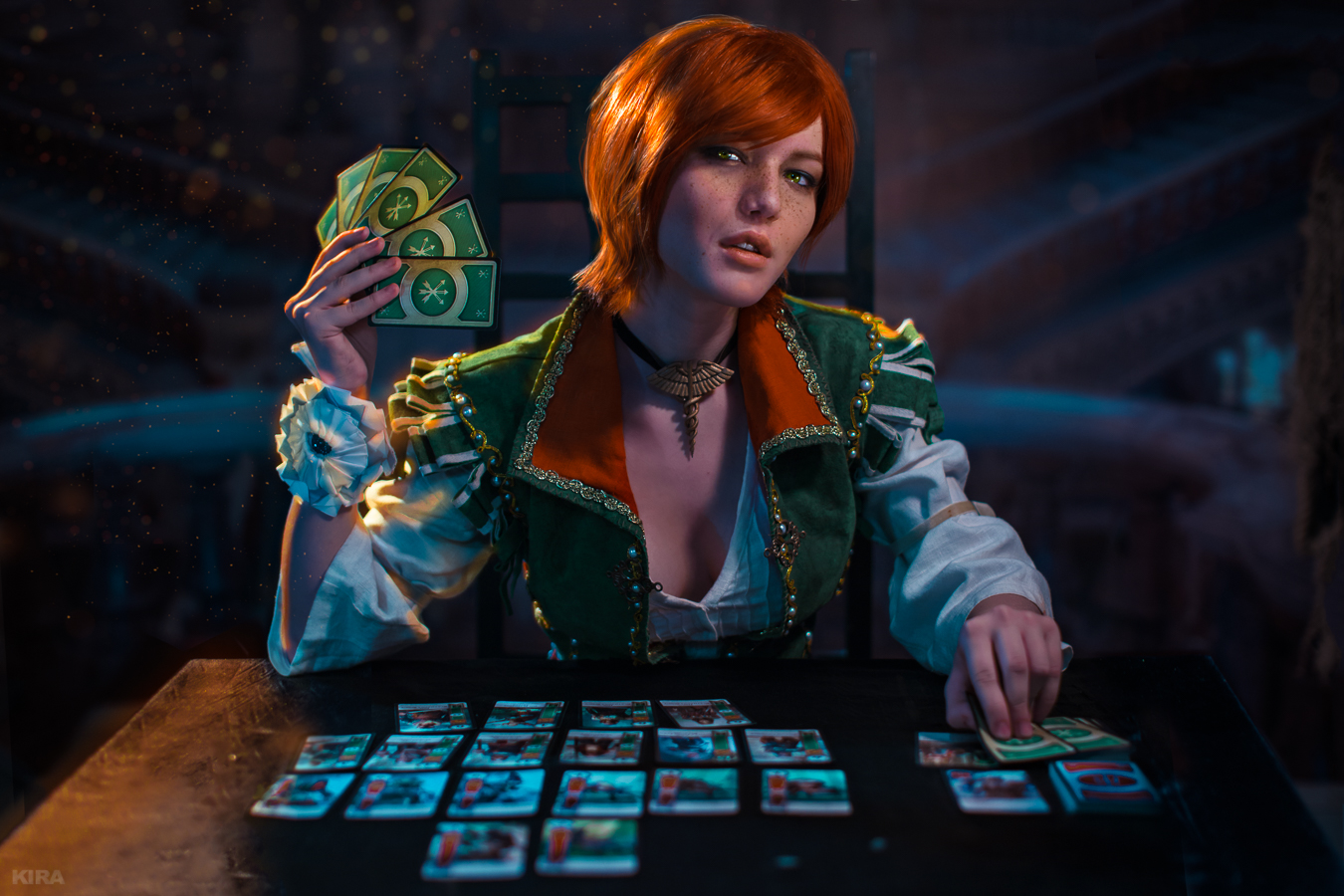 Playing Cards Looking At Viewer Freckles Redhead Open Mouth Photography Women The Witcher 3 Wild Hun 1350x900