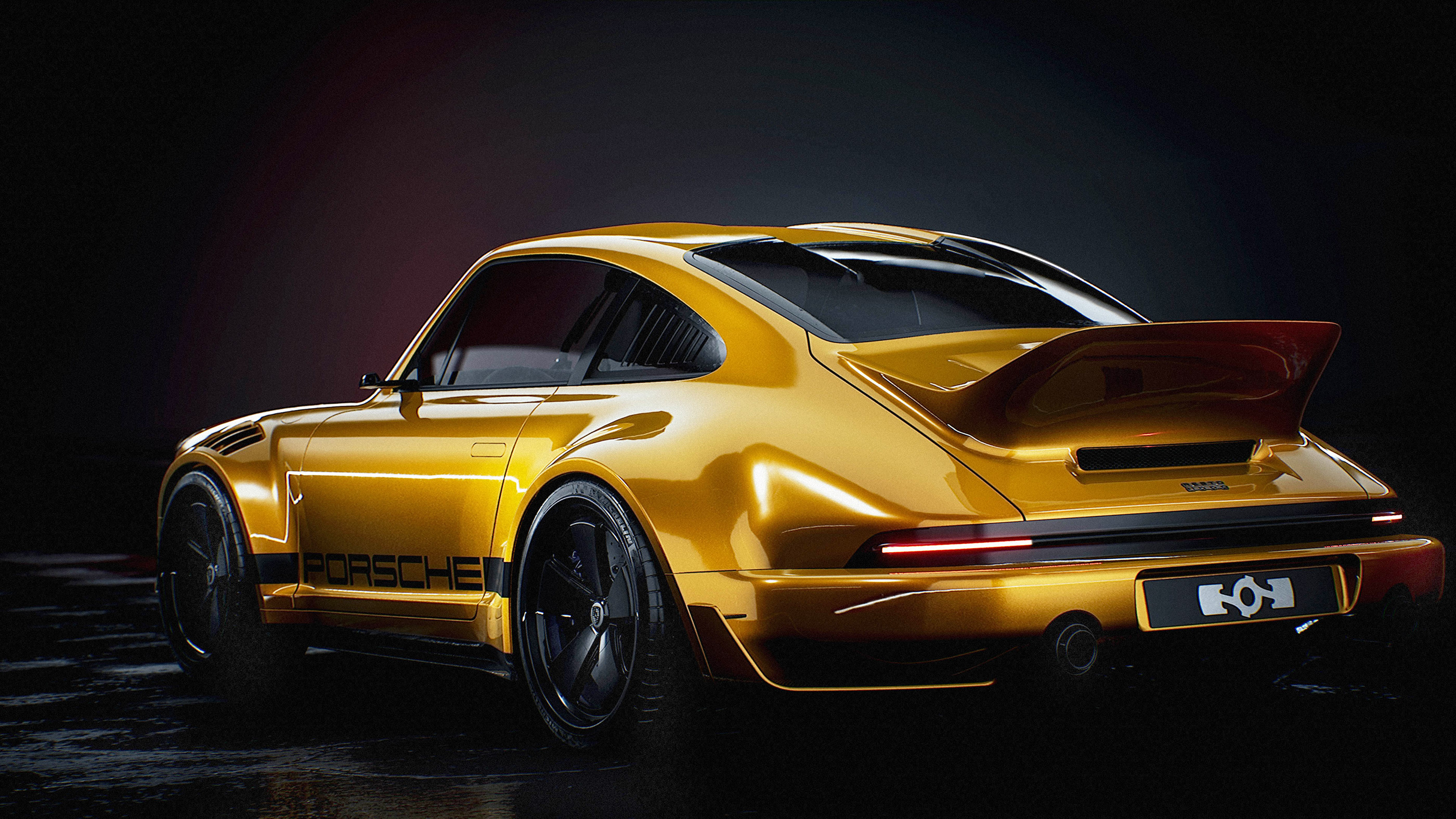 Porsche Porsche 930 Digital Digital Art Car Classic Car Yellow 2800x1575