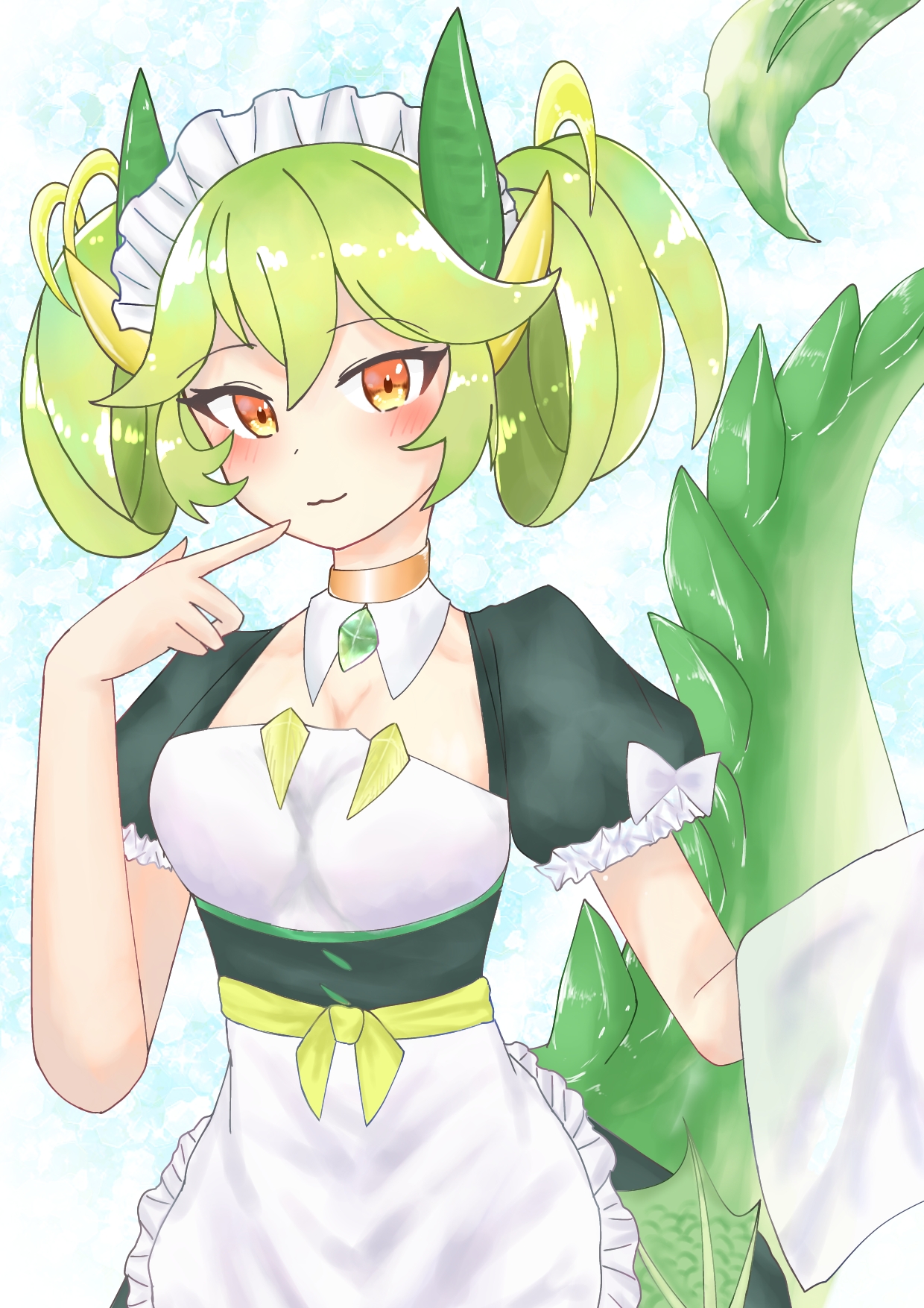Anime Anime Girls Yu Gi Oh Trading Card Games Parlor Dragonmaid Twintails Green Hair Maid Maid Outfi 1240x1754