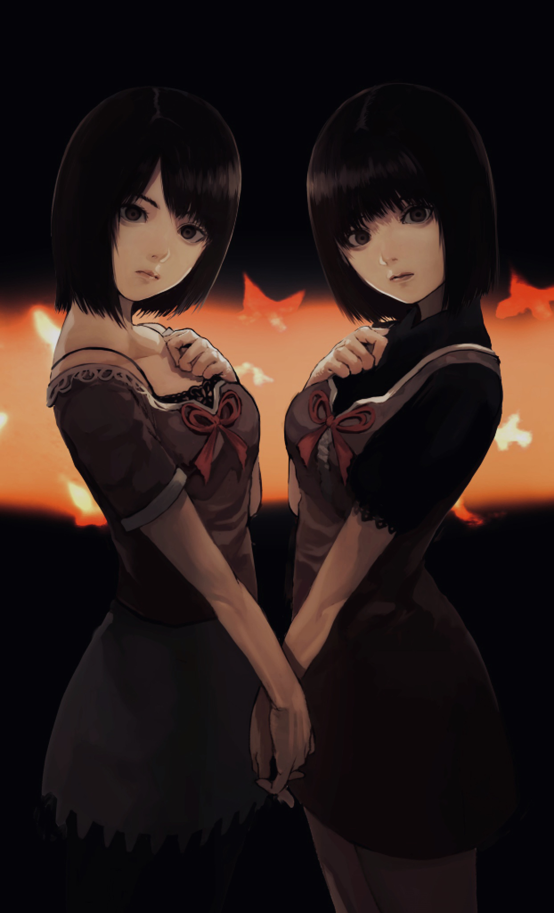 Holding Hands Twins Anime Anime Games Anime Girls Fatal Frame Project Zero Ii Crimson Butterfly Amak 1124x1850