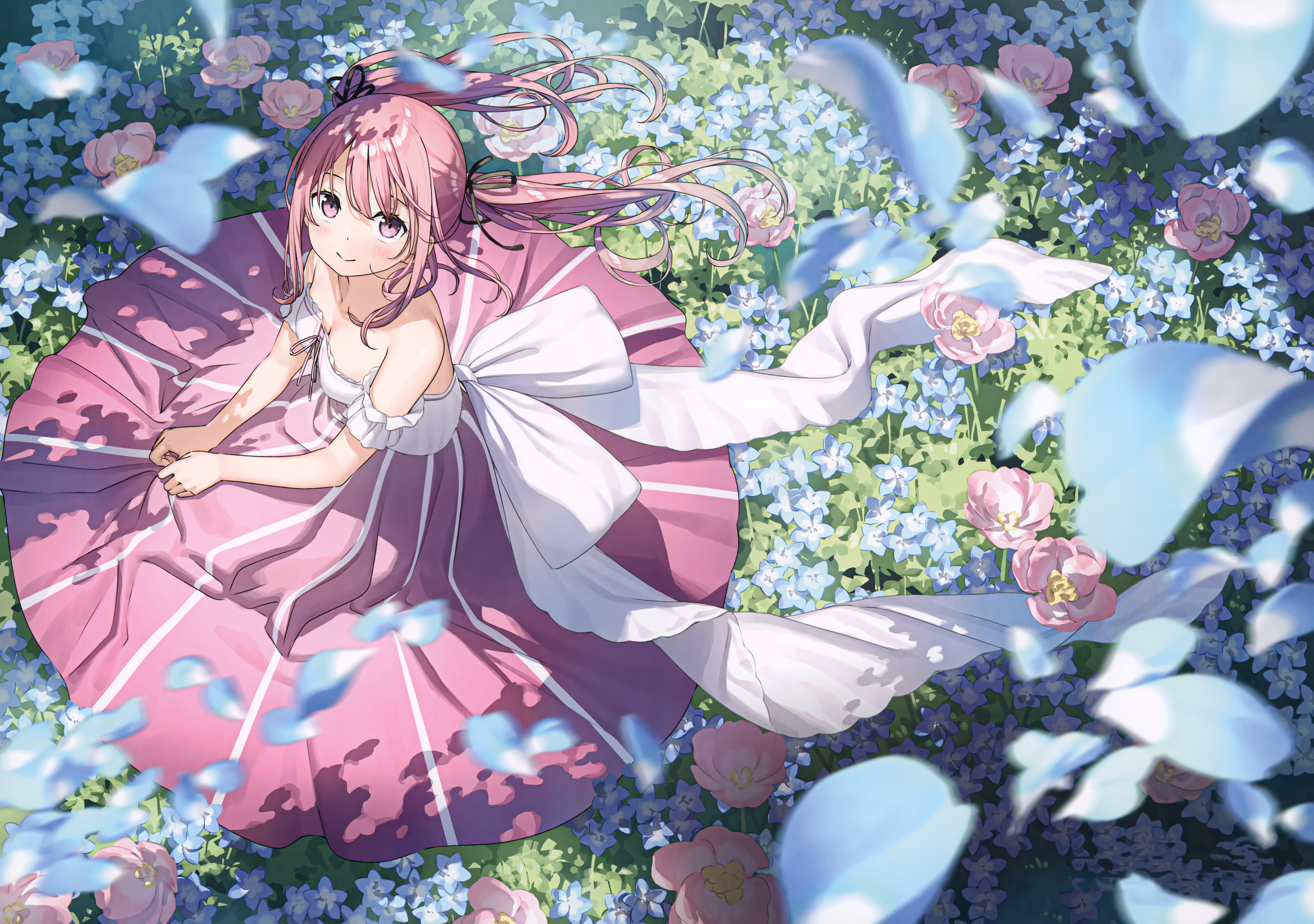Kantoku Flowers Pink Hair Pink Eyes Anime Anime Girls Dress Artwork 4999x3515