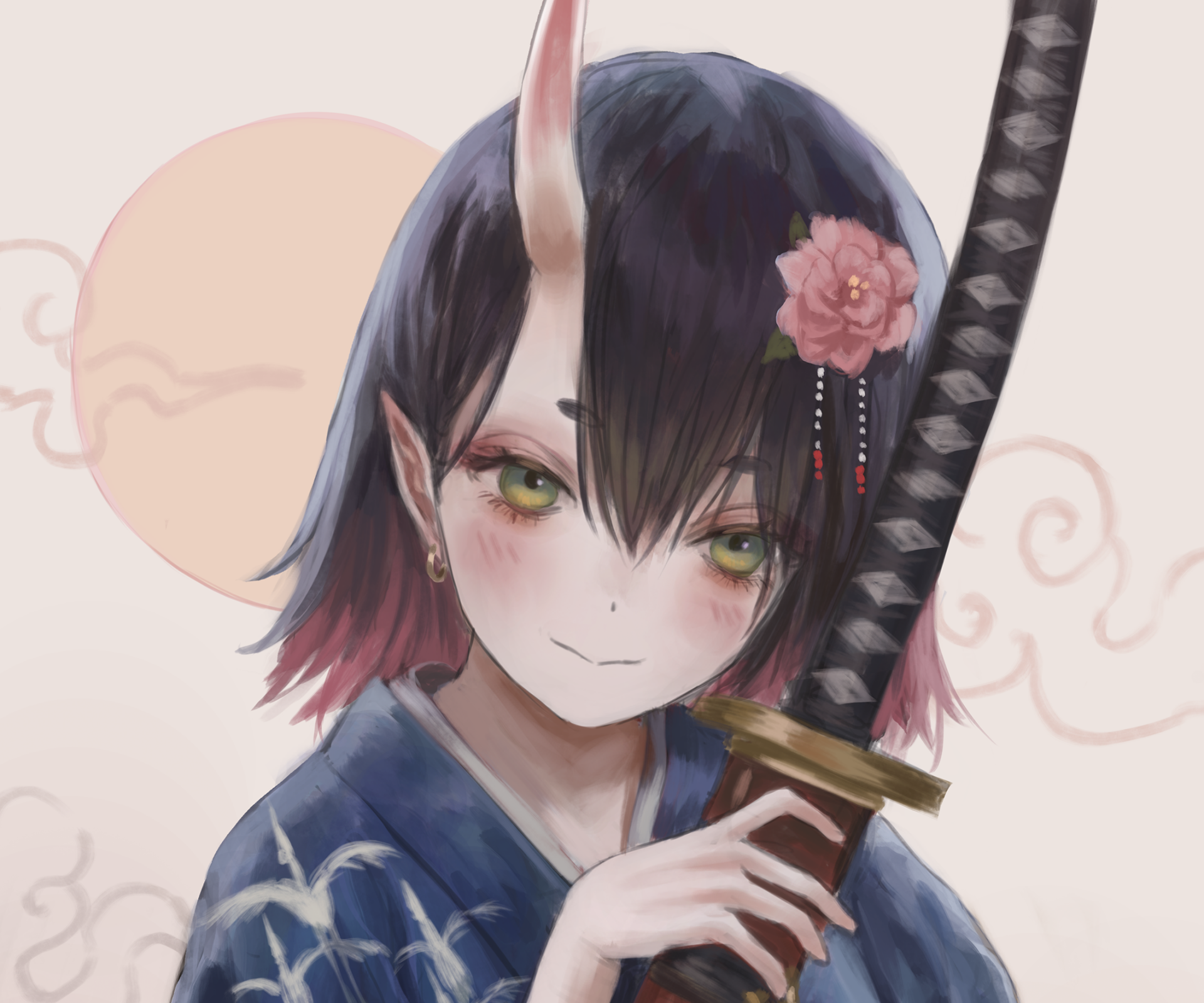 Anime Anime Girls Fantasy Girl Fantasy Art Flower In Hair Pointy Ears Sword Weapon Women With Swords 1920x1600