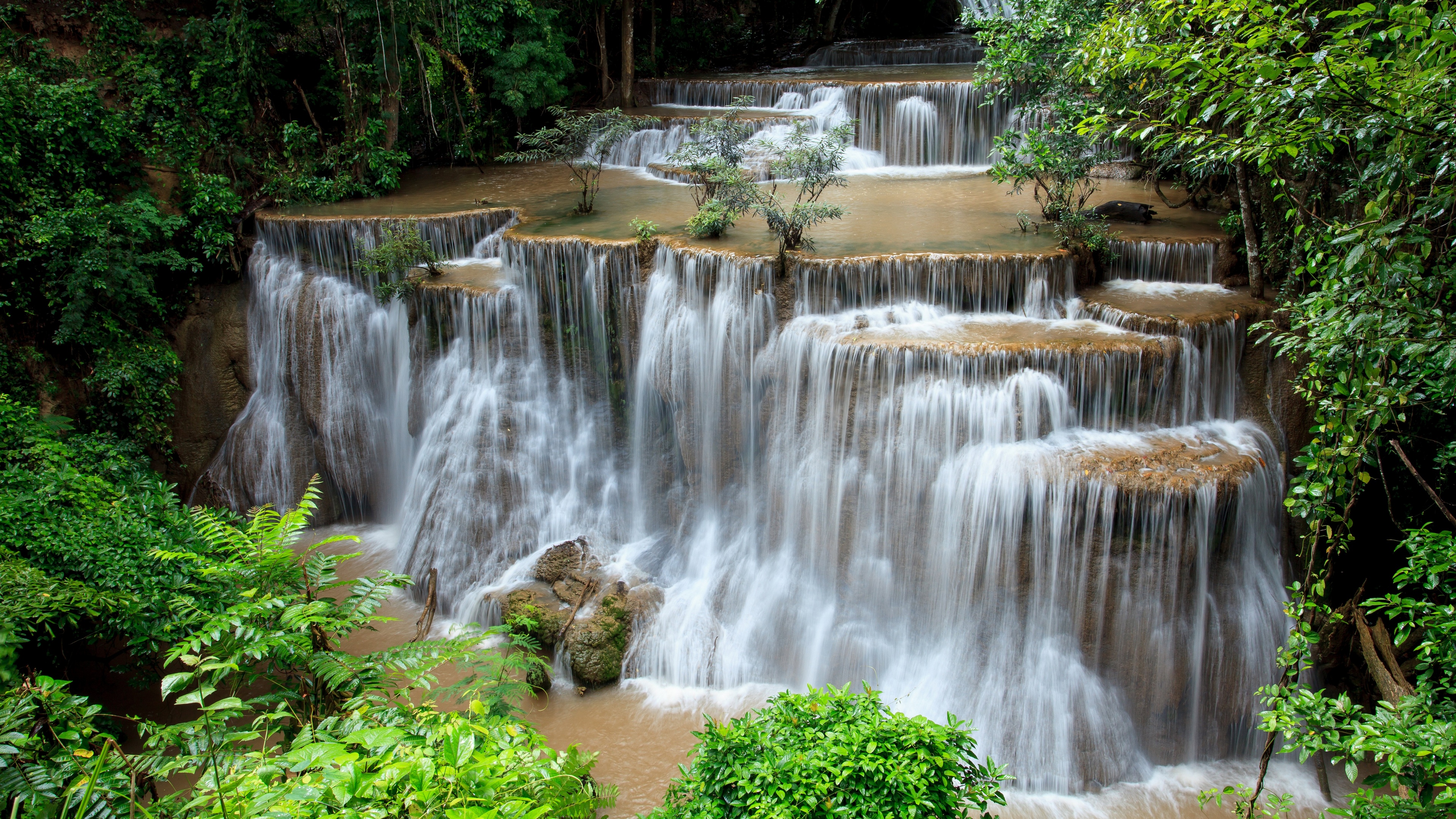 Thailand Waterfall Nature Forest 3840x2160