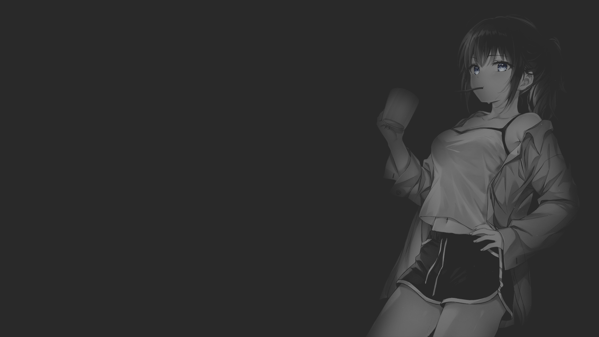 Anime Anime Girls Monochrome Black Background 1920x1080