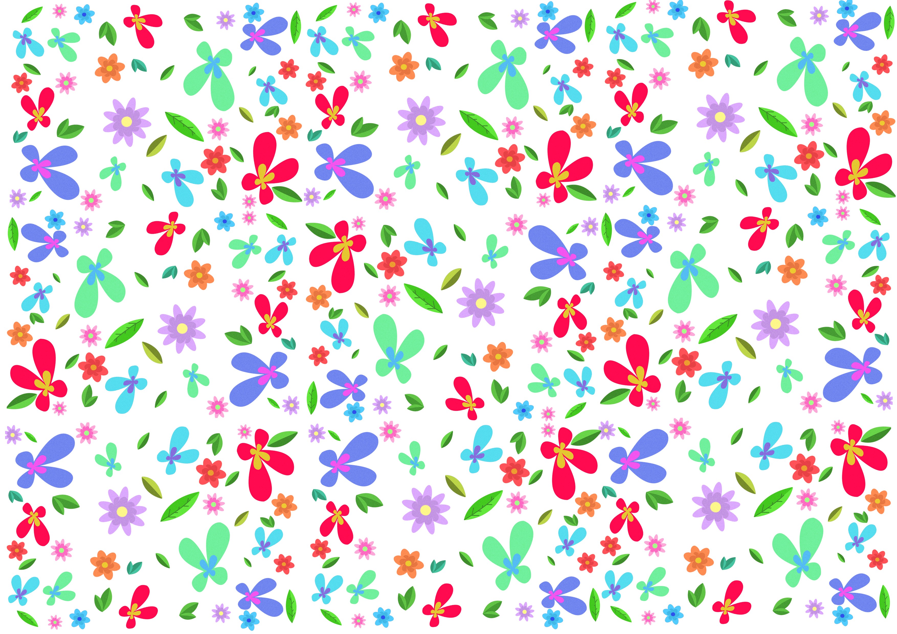 Pattern Digital Digital Art Simple Background Floral Minimalism Flowers Petals Leaves 3508x2480