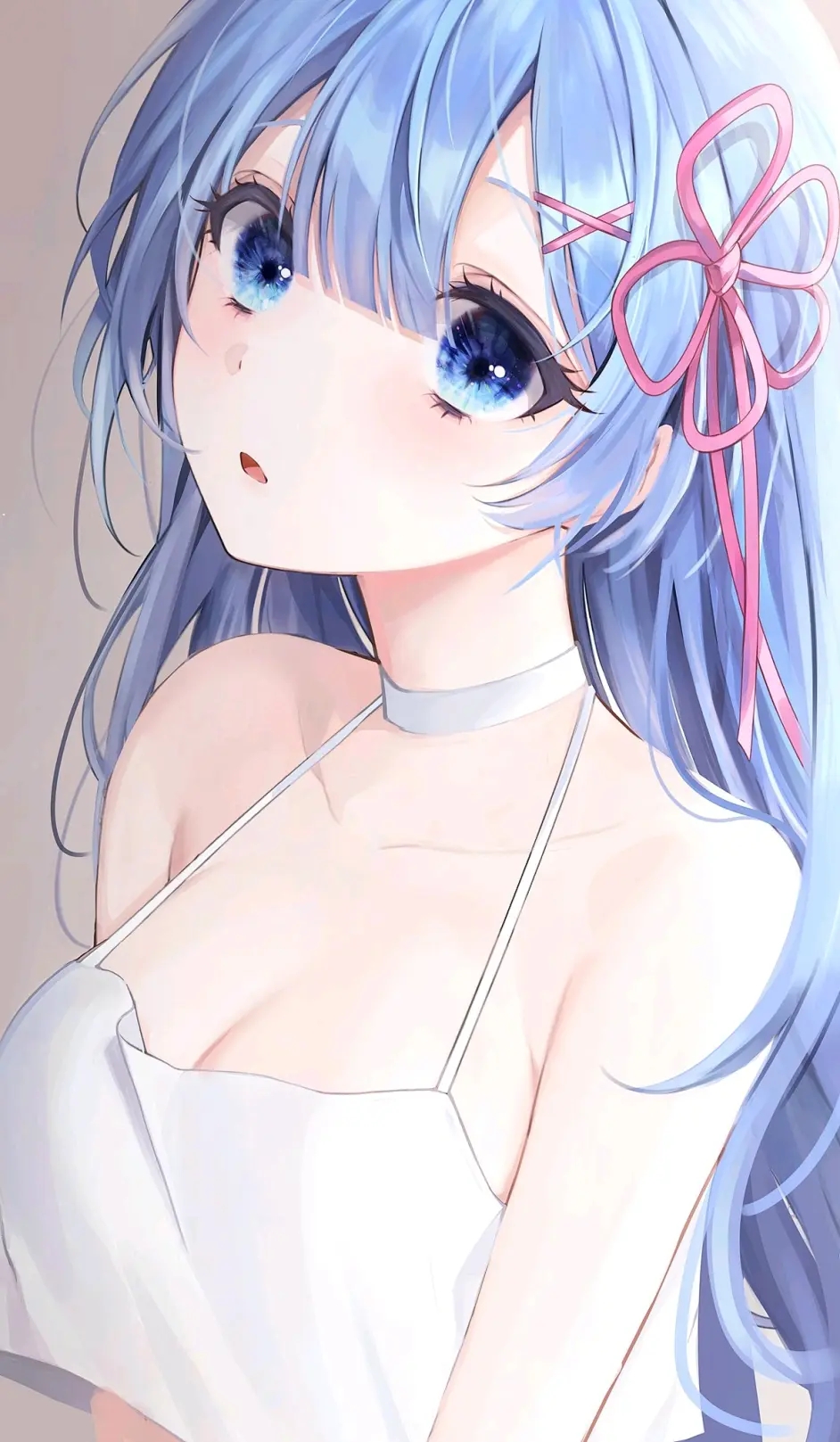 Anime Girls Rem Re Zero Re Zero Kara Hajimeru Isekai Seikatsu Long Hair Blue Hair Blue Eyes Dress 942x1617