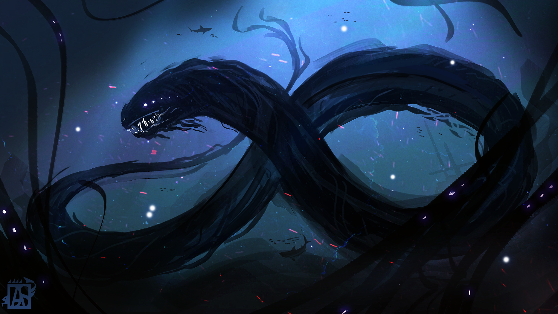Digital Art Fantasy Art Leviathan Sea Serpent 1866x1050
