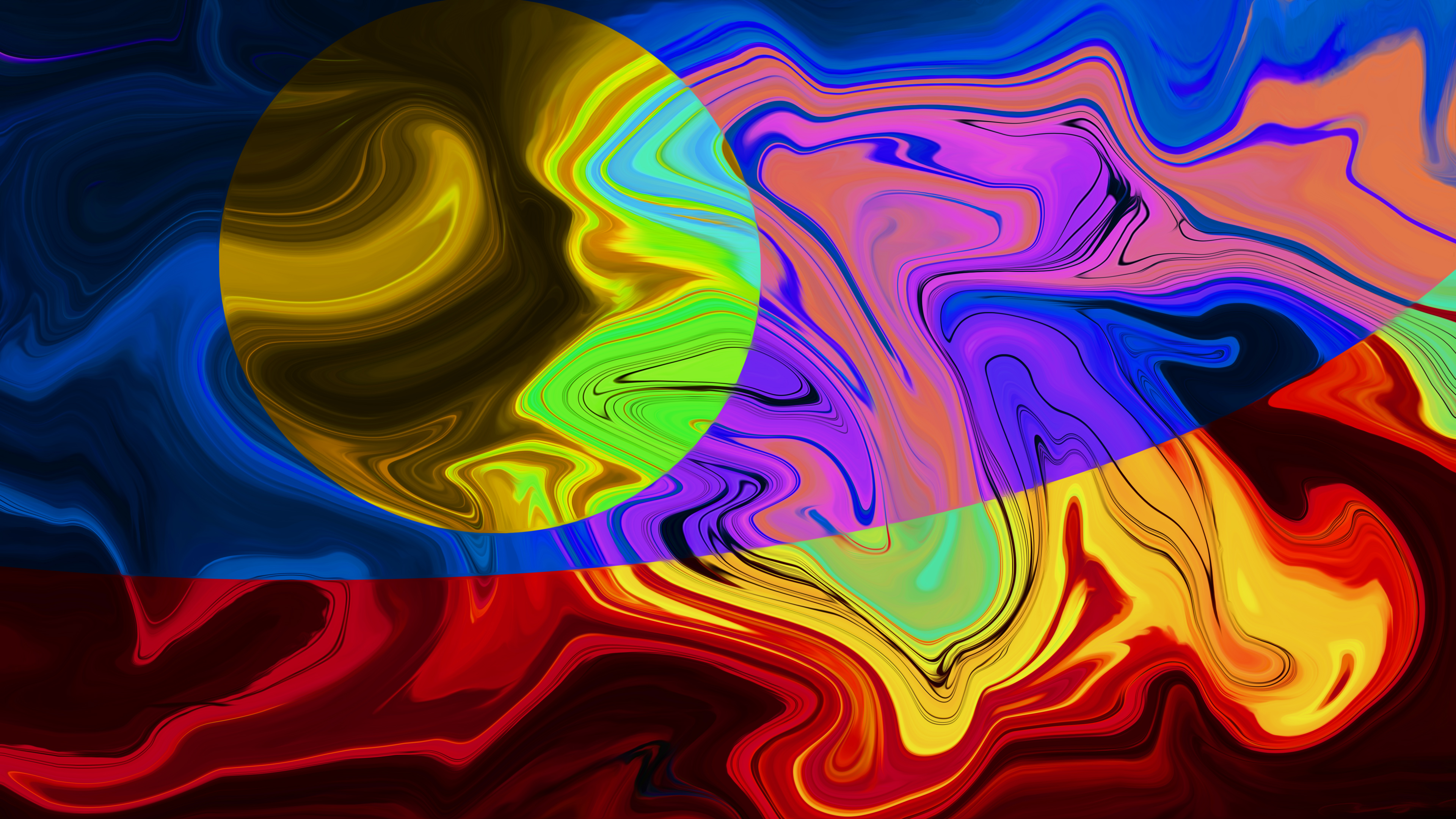 Abstract Fluid Liquid Illustration Graphic Design Artwork Digital Colorful Moon XEBELiON 3840x2160