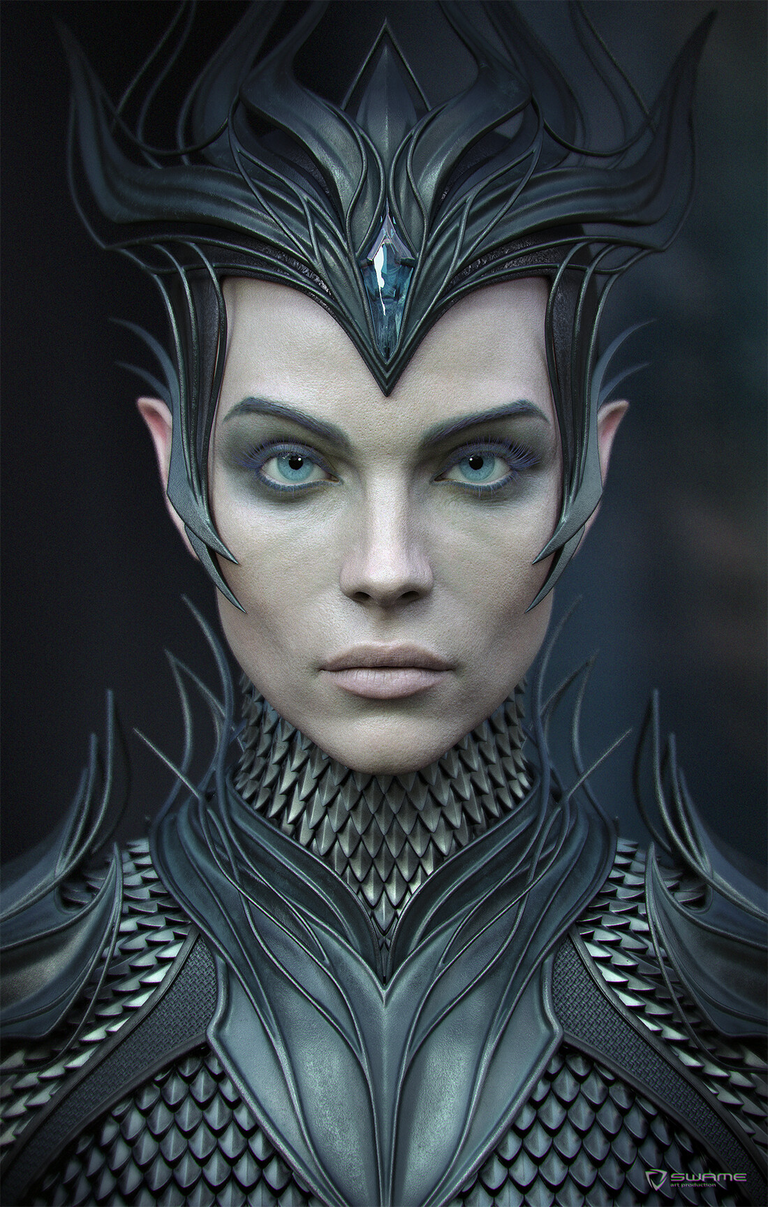 Nikolay Demencevich ArtStation Artwork Fantasy Art Elves Night Elves Fantasy Girl Face Portrait Look 1100x1729