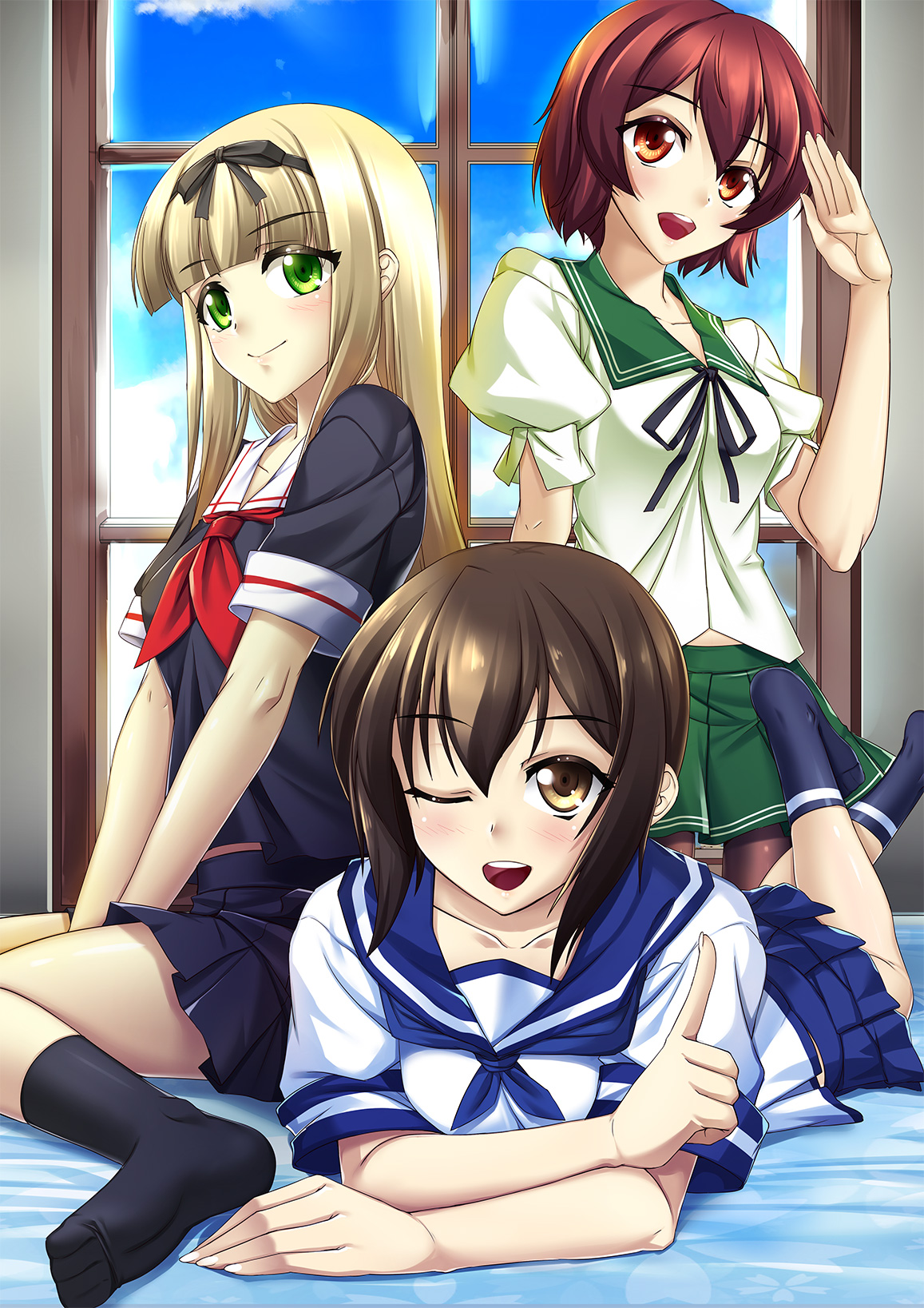 Anime Anime Girls Kantai Collection Fubuki KanColle Mutsuki KanColle Yuudachi KanColle Ponytail Shor 1157x1637