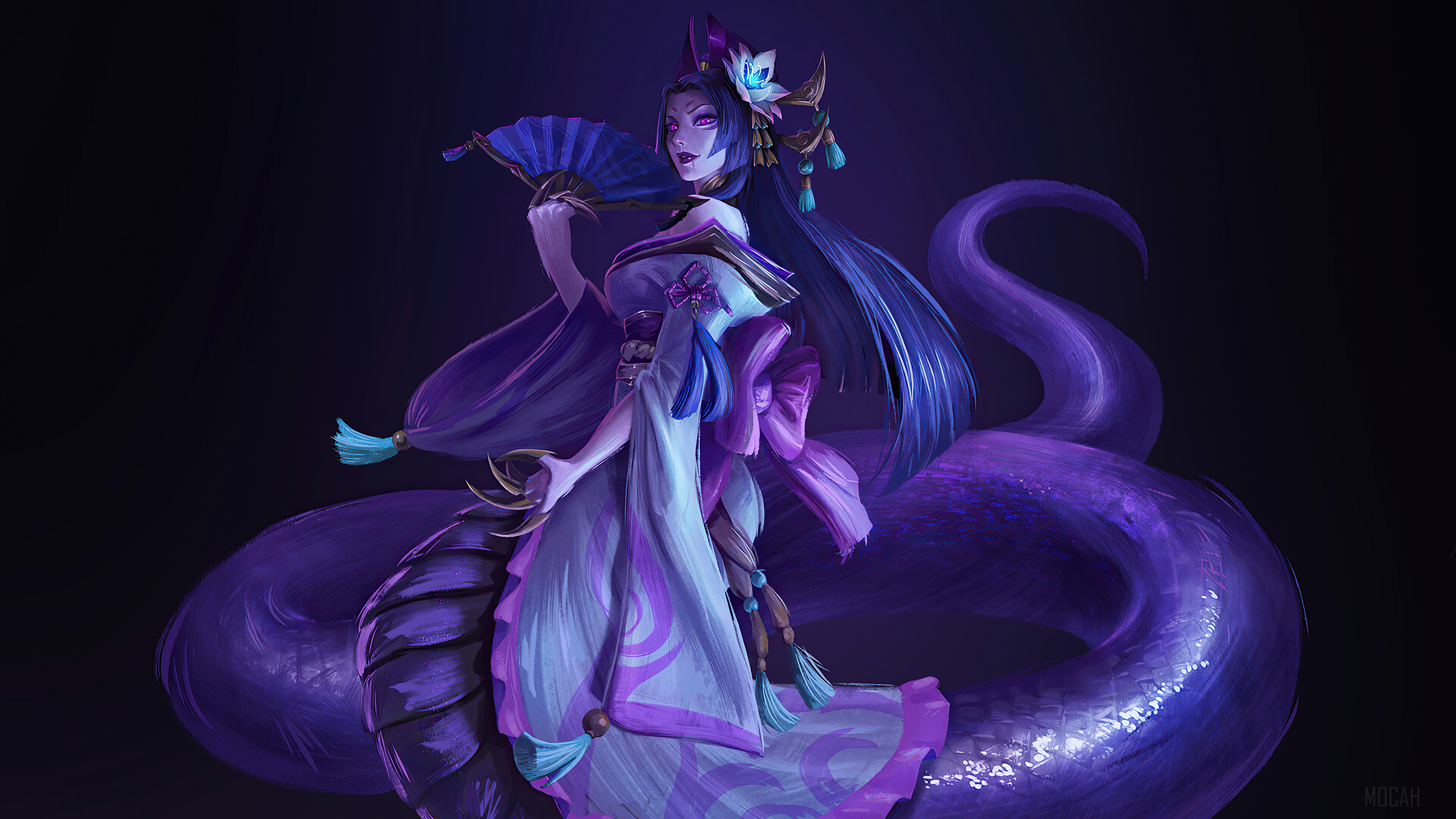 Snake League Of Legends Purple Background Purple Dresses Cassiopeia League Of Legends 3840x2160