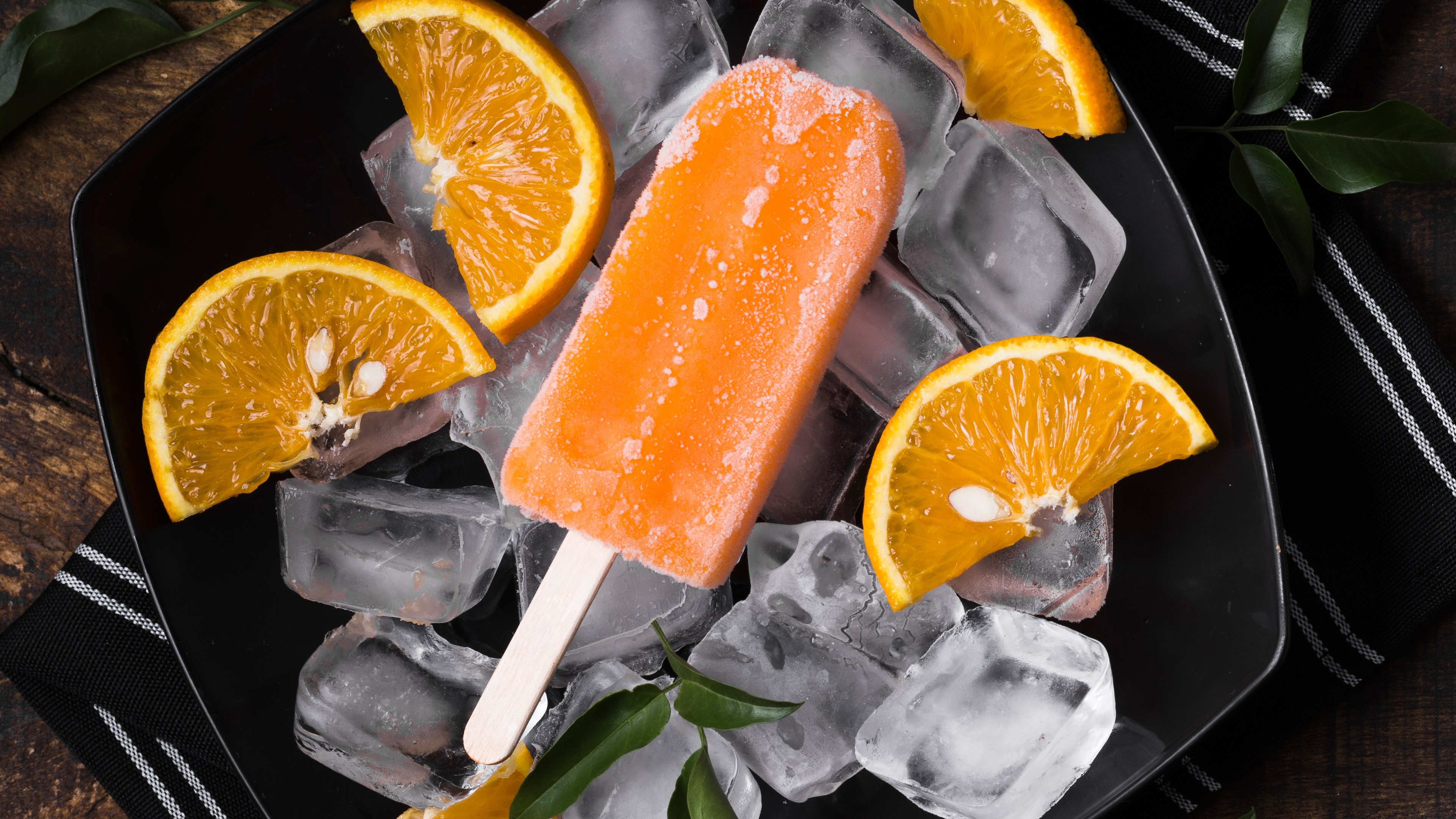 Ice Ice Cream Food Orange Sweets Fruit Still Life 3840x2160