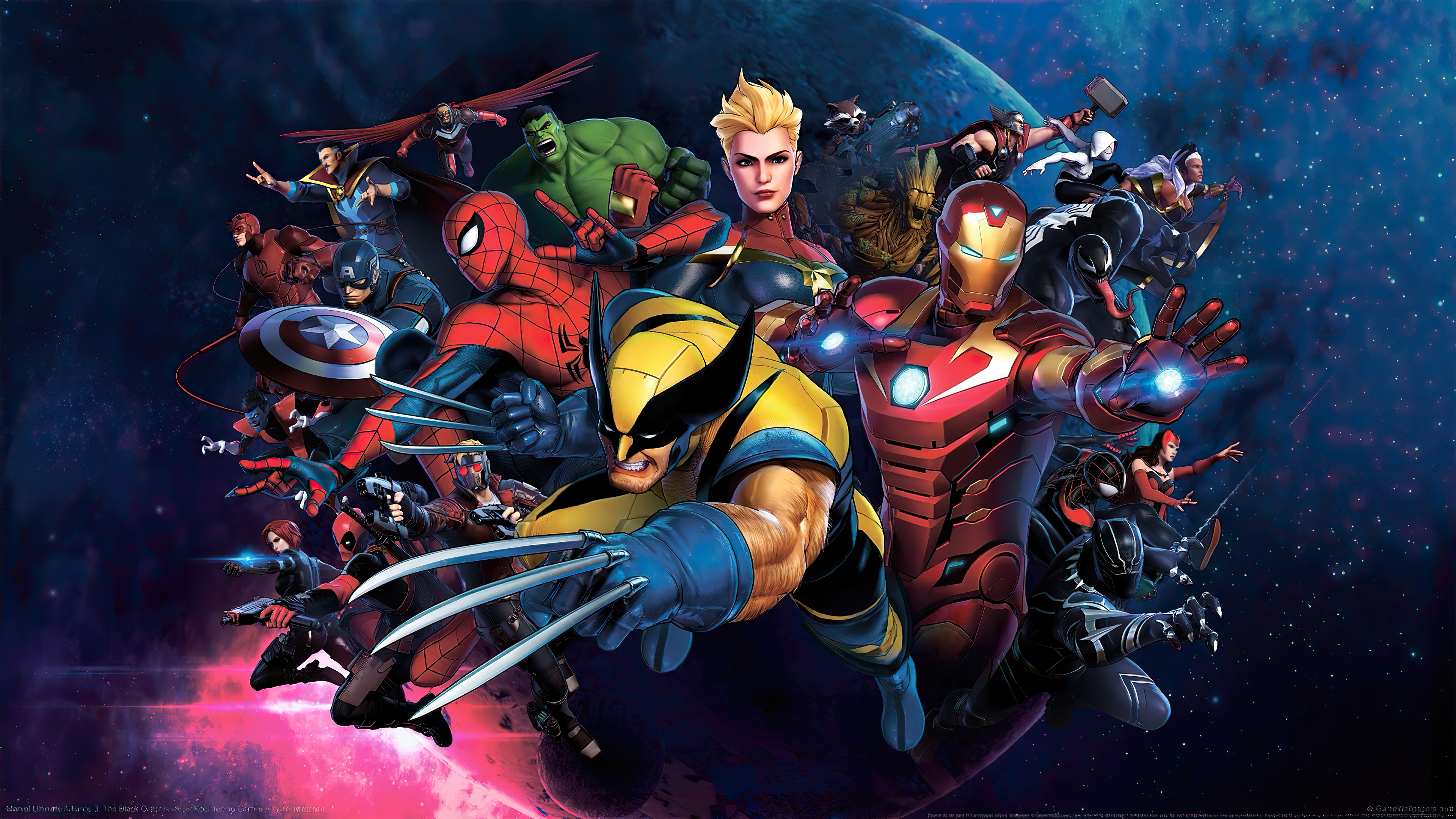 Marvel Comics Video Game Art Marvel Ultimate Alliance Game Nintendo Switch Iron Man Spider Man Capta 3840x2160