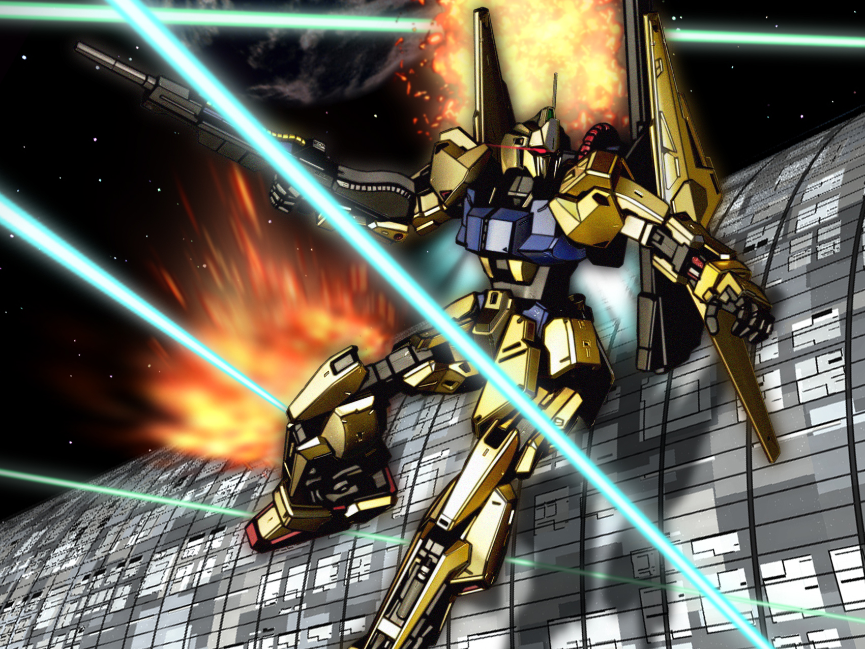 Anime Mechs Super Robot Wars Mobile Suit Zeta Gundam Hyaku Shiki Mobile Suit Artwork Digital Art Fan 1701x1276