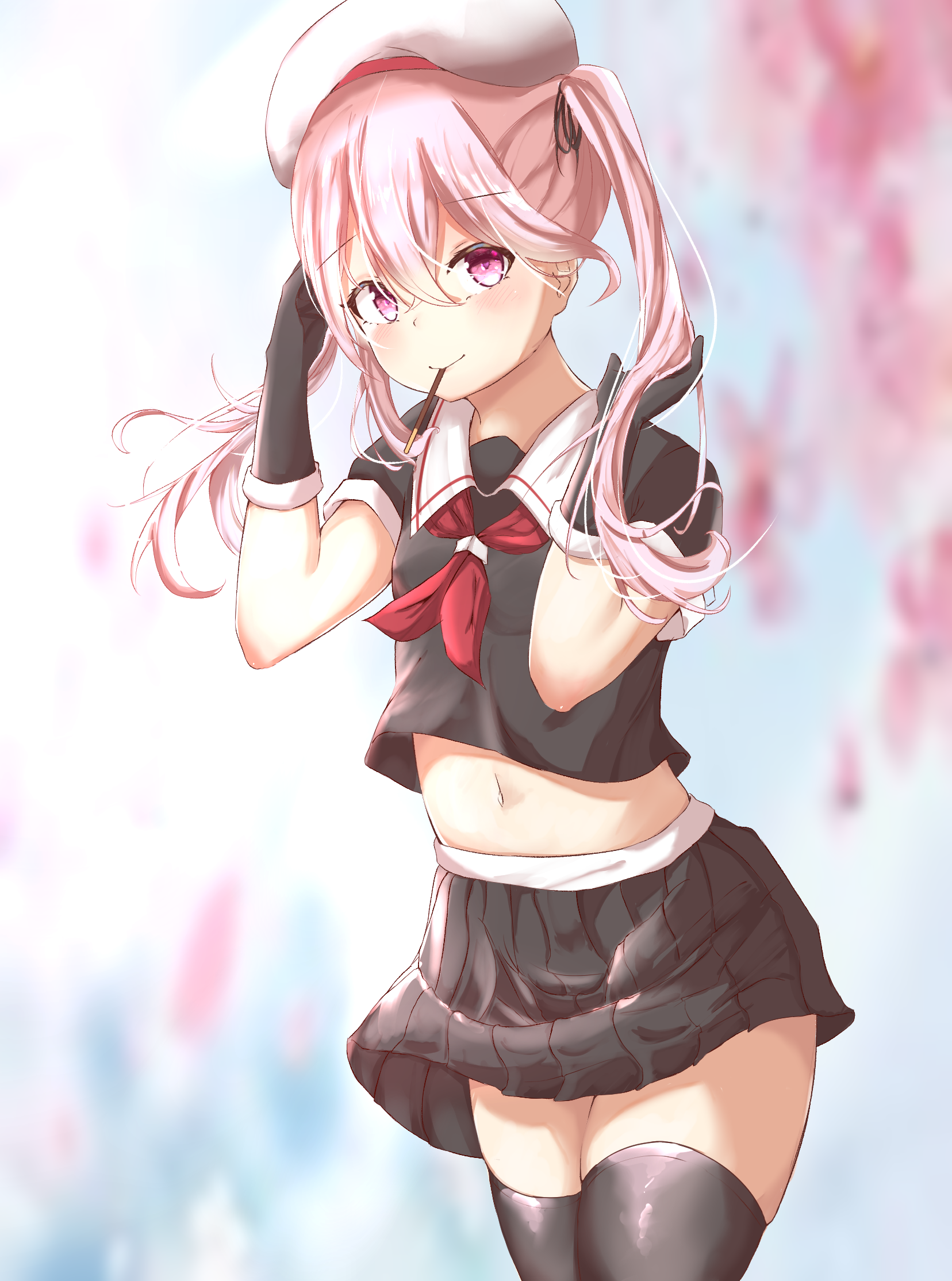 Anime Anime Girls Kantai Collection Harusame KanColle Long Sleeves Pink Hair School Uniform Artwork  1656x2228