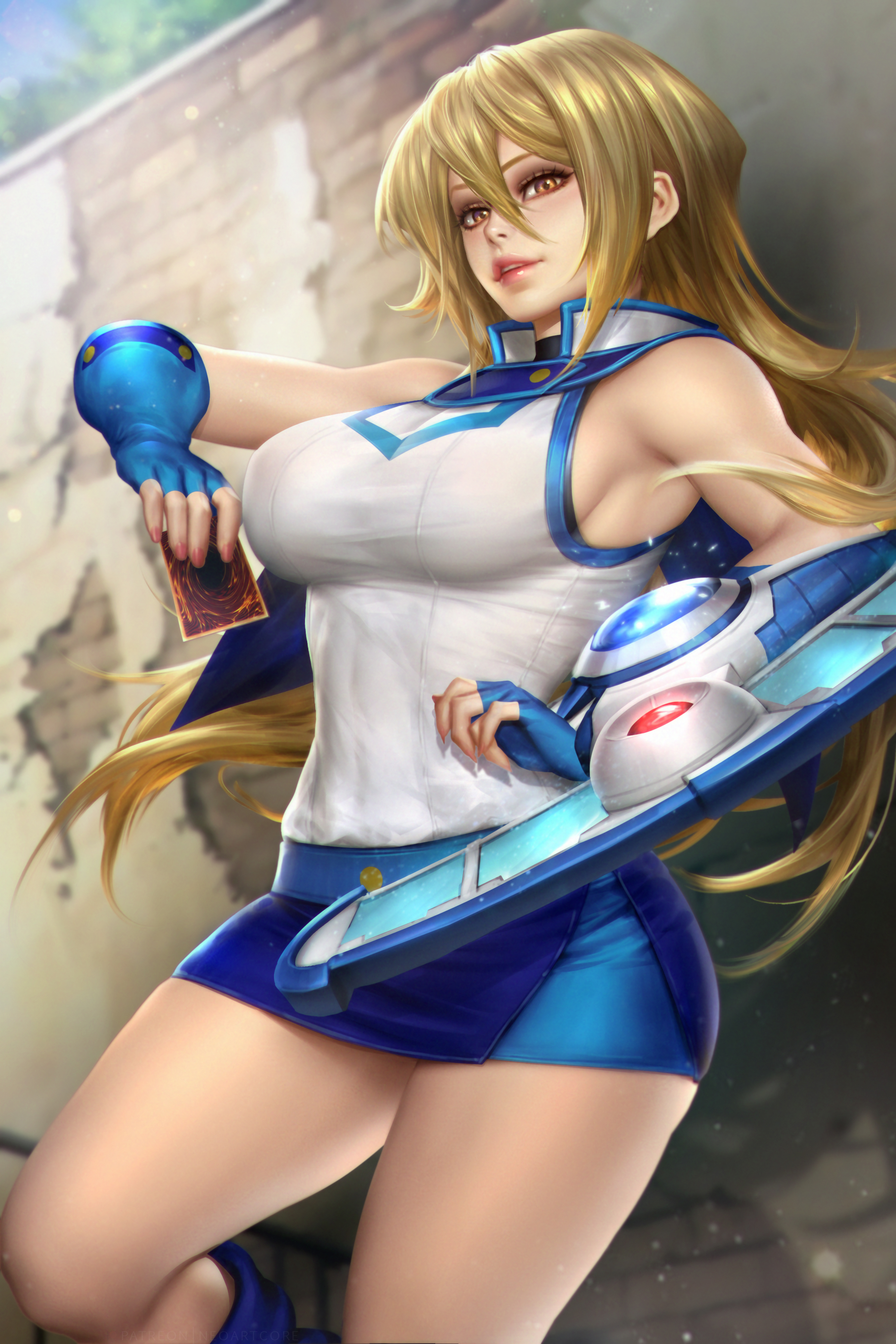 Alexis Rhodes Yu Gi Oh Anime Anime Girls Blonde Looking At Viewer Shirt Vertical 2D Artwork Drawing  2400x3597