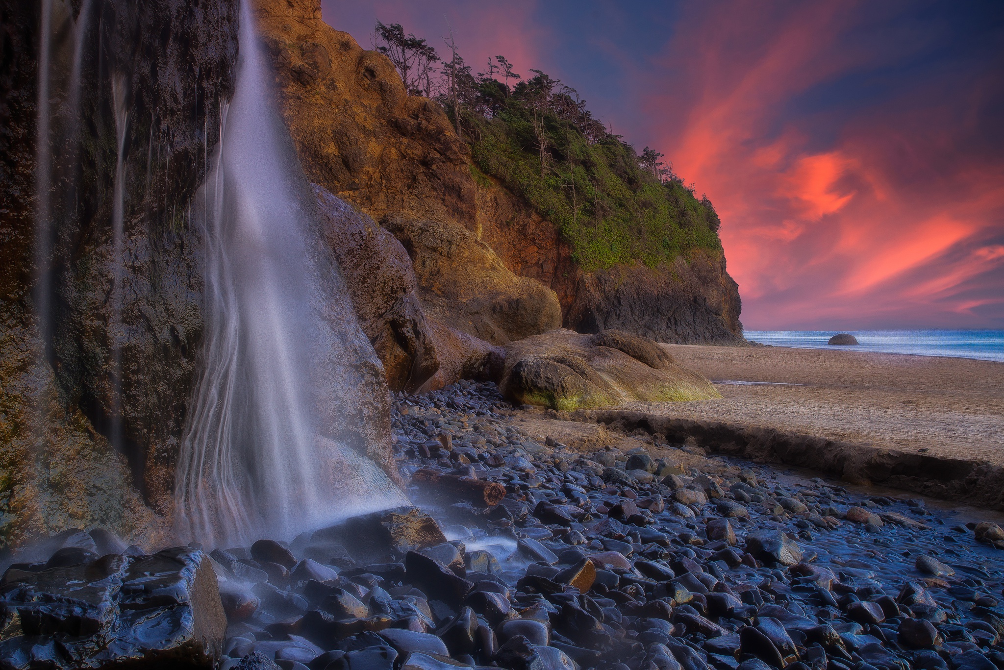 Oregon Coast Pacific Ocean Rock Stone Sunset 2048x1367