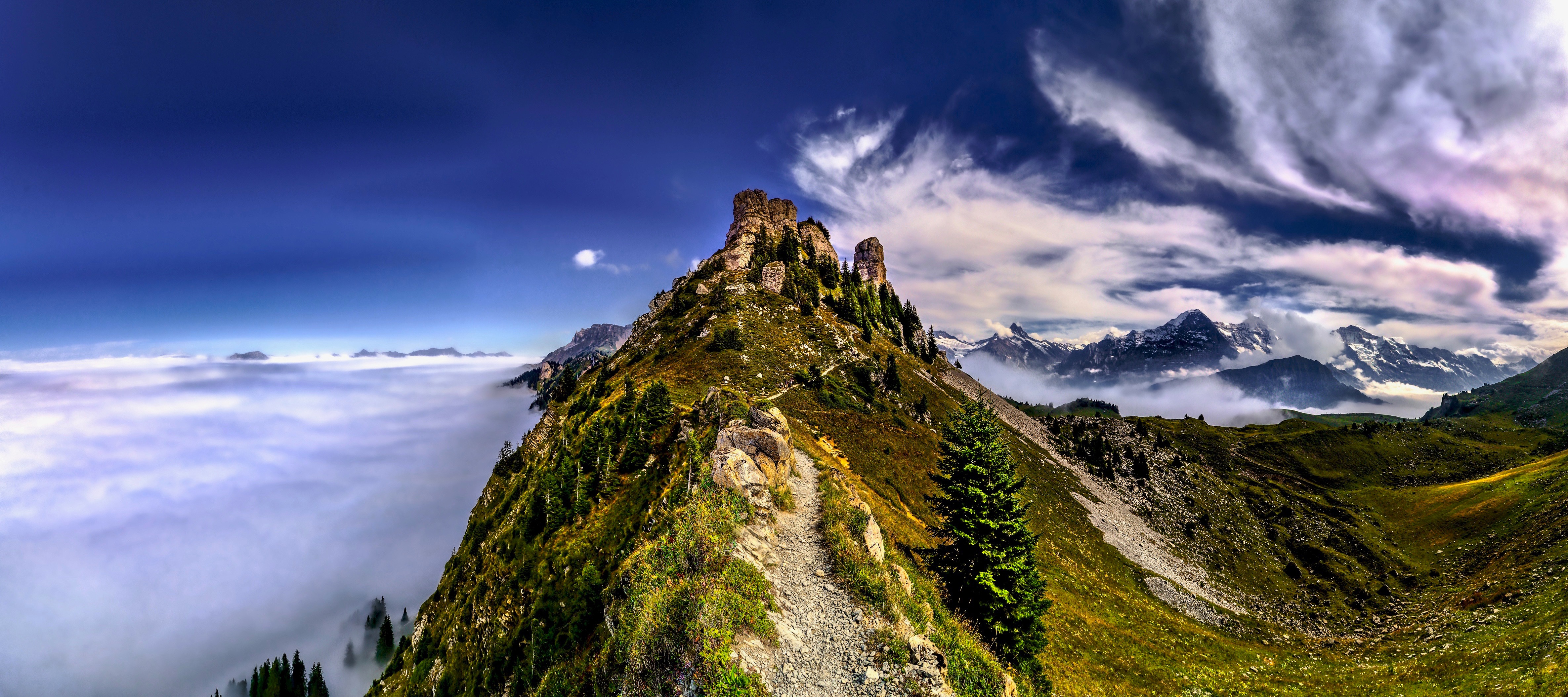 Switzerland Bernese Alps Sky Cloud 4741x2109