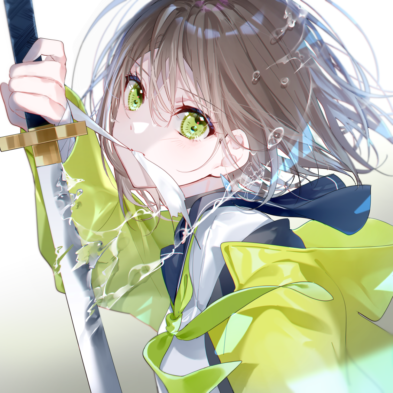 Anime Girls Fantasy Girl Anime Sword In Water Women With Swords 1300x1300