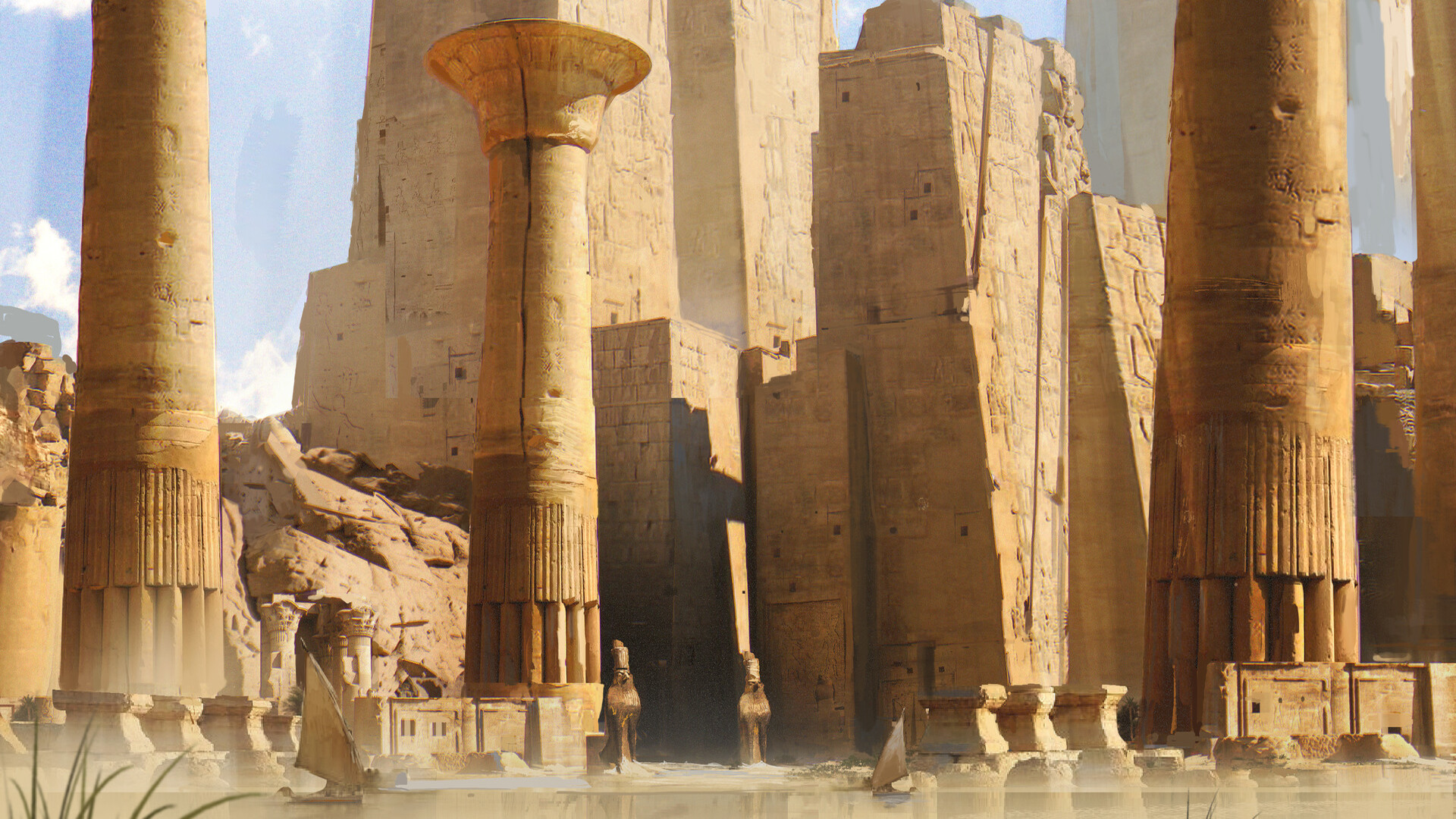 Egyptian Temple Columns 1920x1080