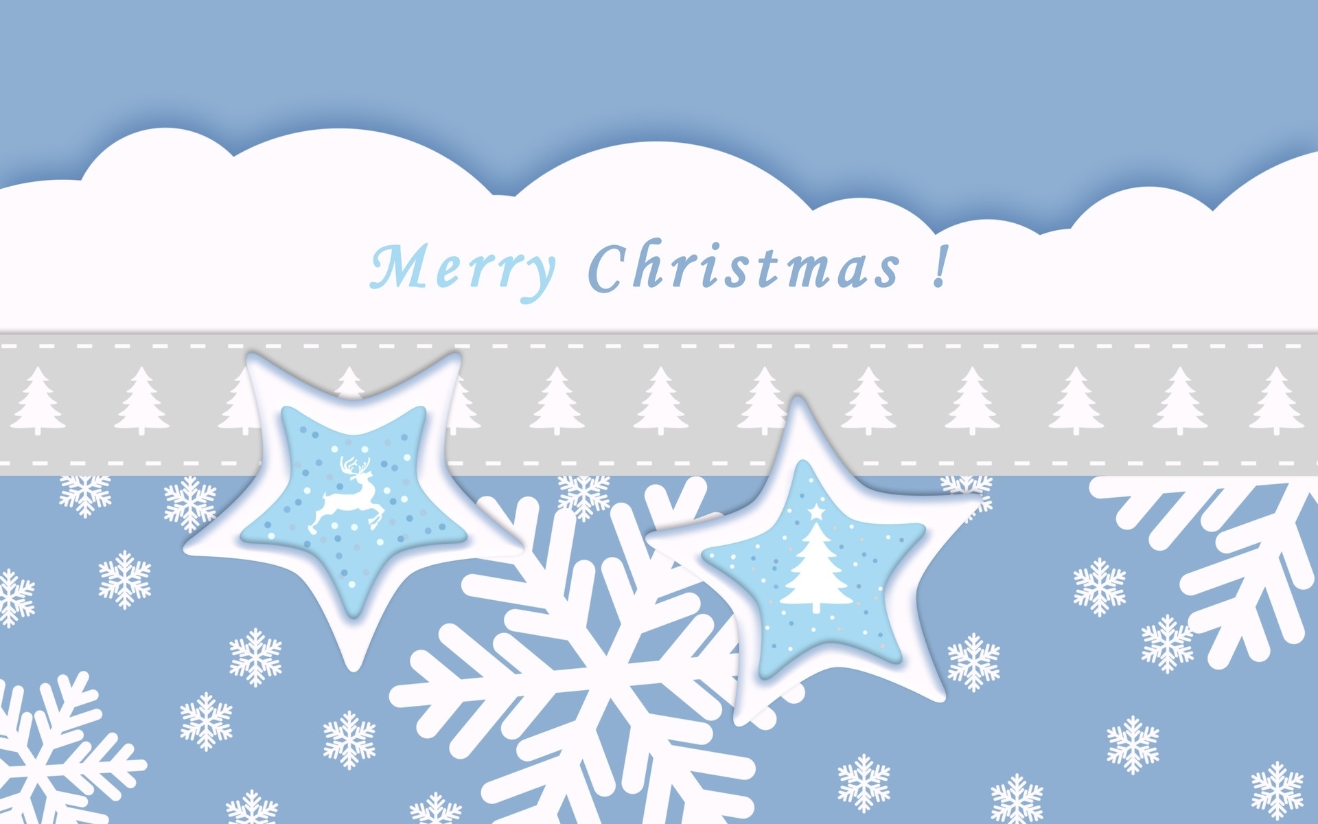 Blue Snowflake Merry Christmas Star 1920x1200