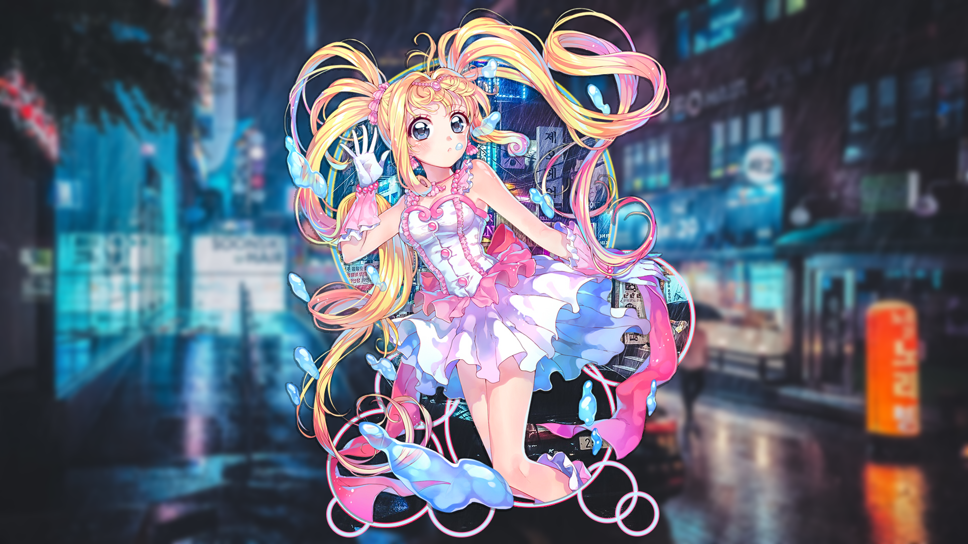 Anime Girls Picture In Picture Mermaid Melody South Korea Rain 1920x1080