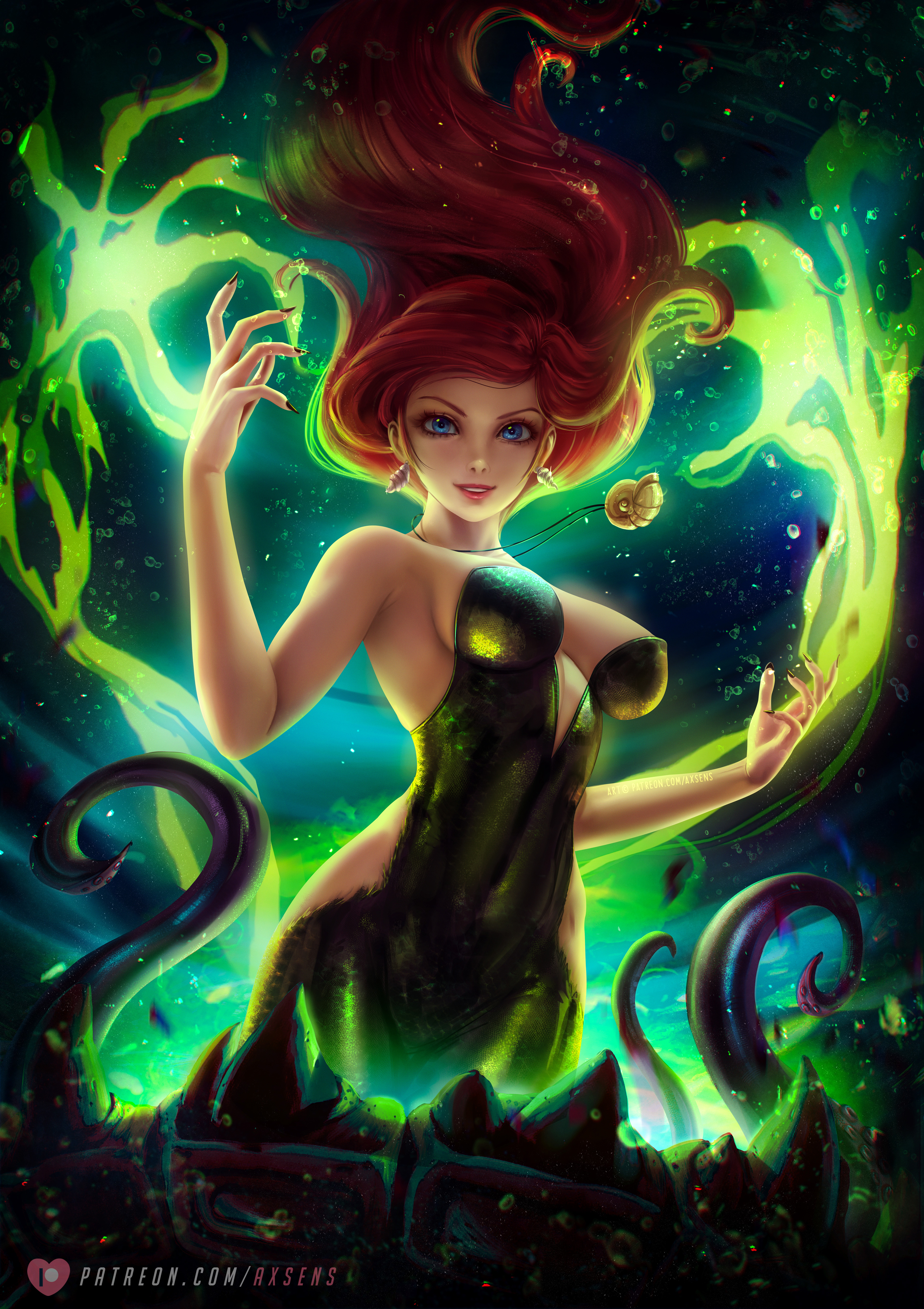 The Little Mermaid Disney Princesses Mermaids Redhead Fictional Character Fantasy Girl Underwater Bl 3532x5000
