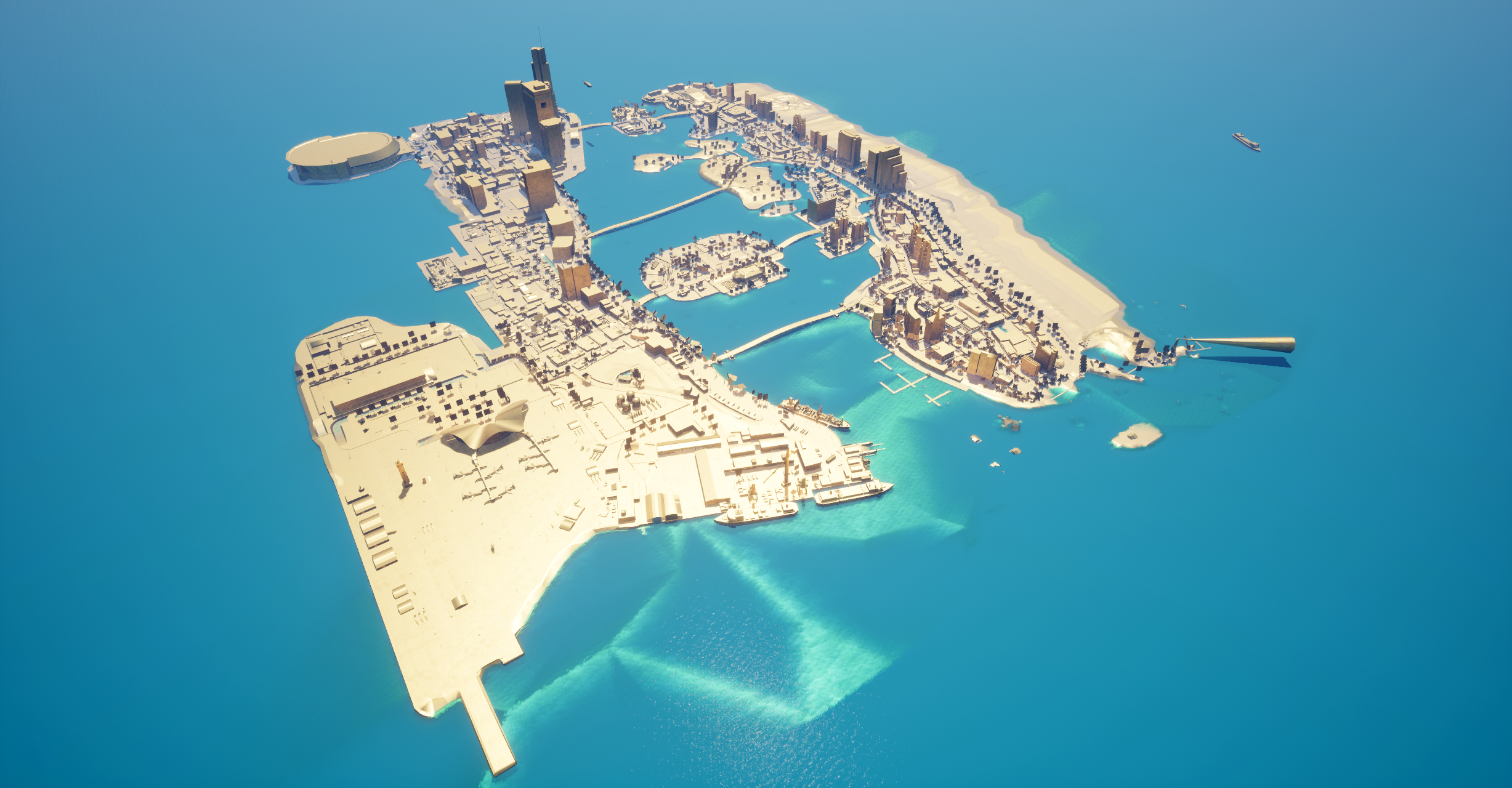 Golden City Grand Theft Auto Vice City Video Games Modding Unreal Engine 5 2455x1280