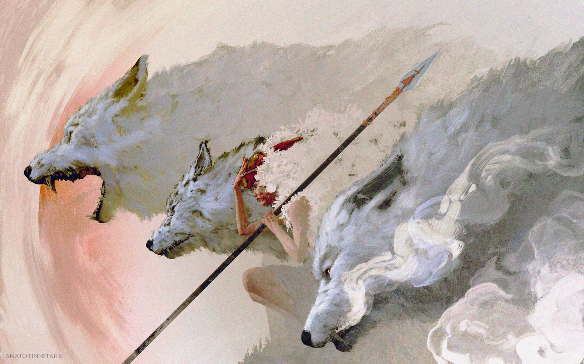 Artwork Fantasy Art Wolf Women Princess Mononoke 1920x1196