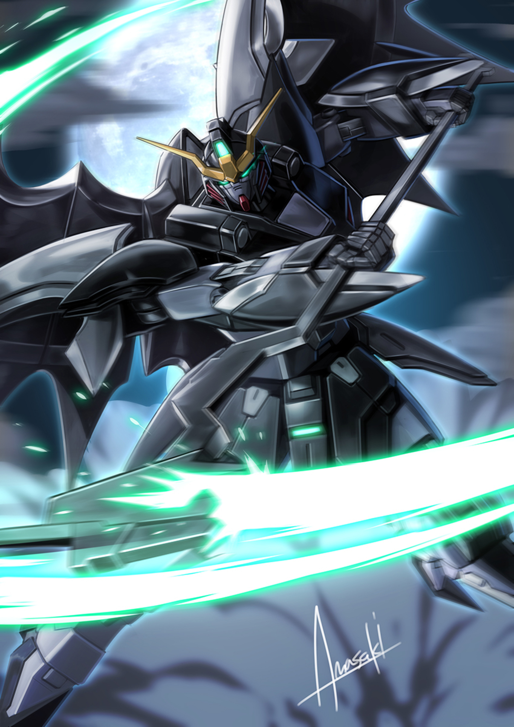 Anime Mechs Super Robot Wars Gundam Mobile Suit Gundam Wing Gundam Deathscythe Hell Artwork Digital  1700x2400