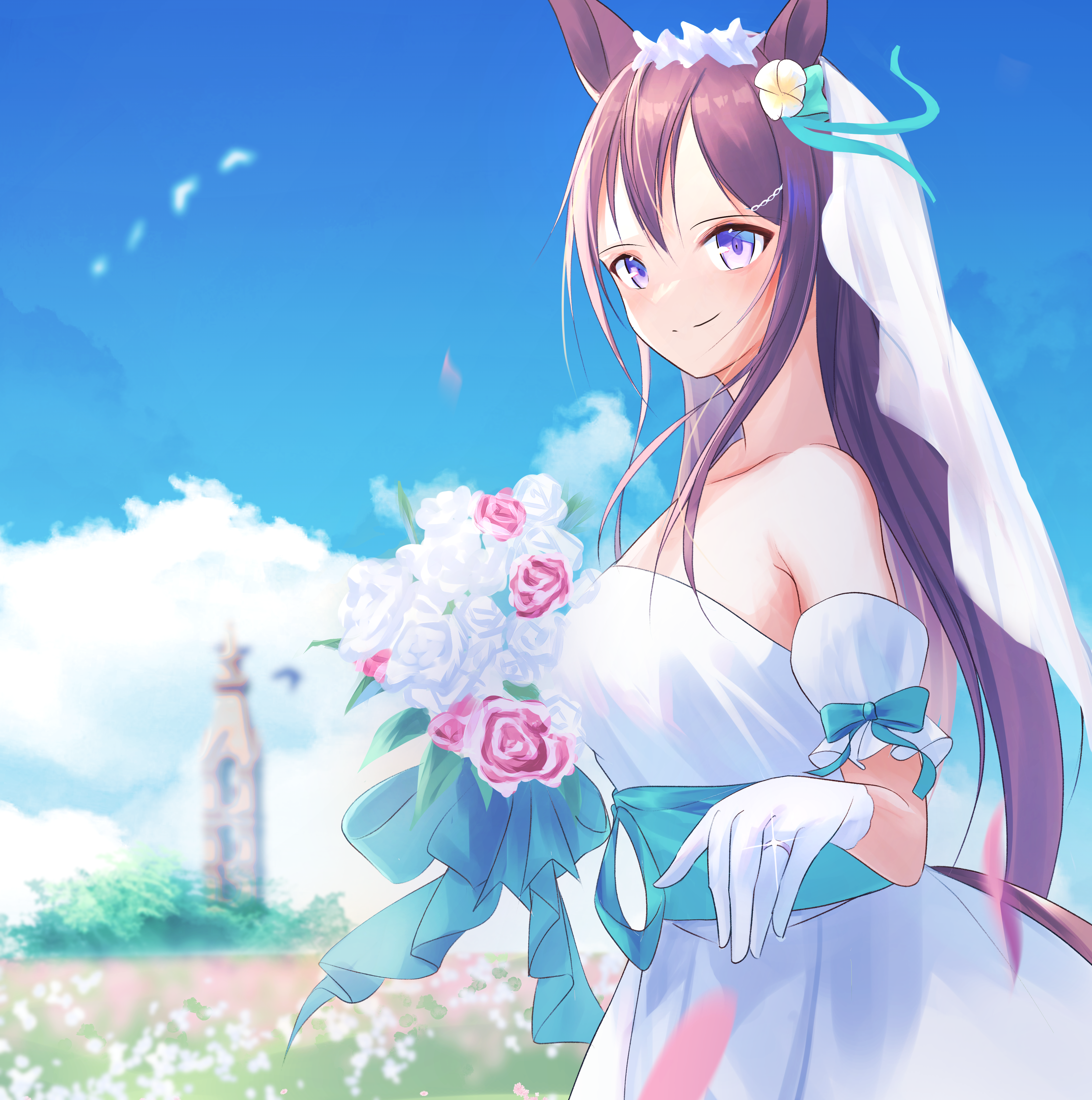 Anime Anime Girls Uma Musume Pretty Derby Mejiro Dober Uma Musume Wedding Dress Weddings Long Hair B 4063x4093