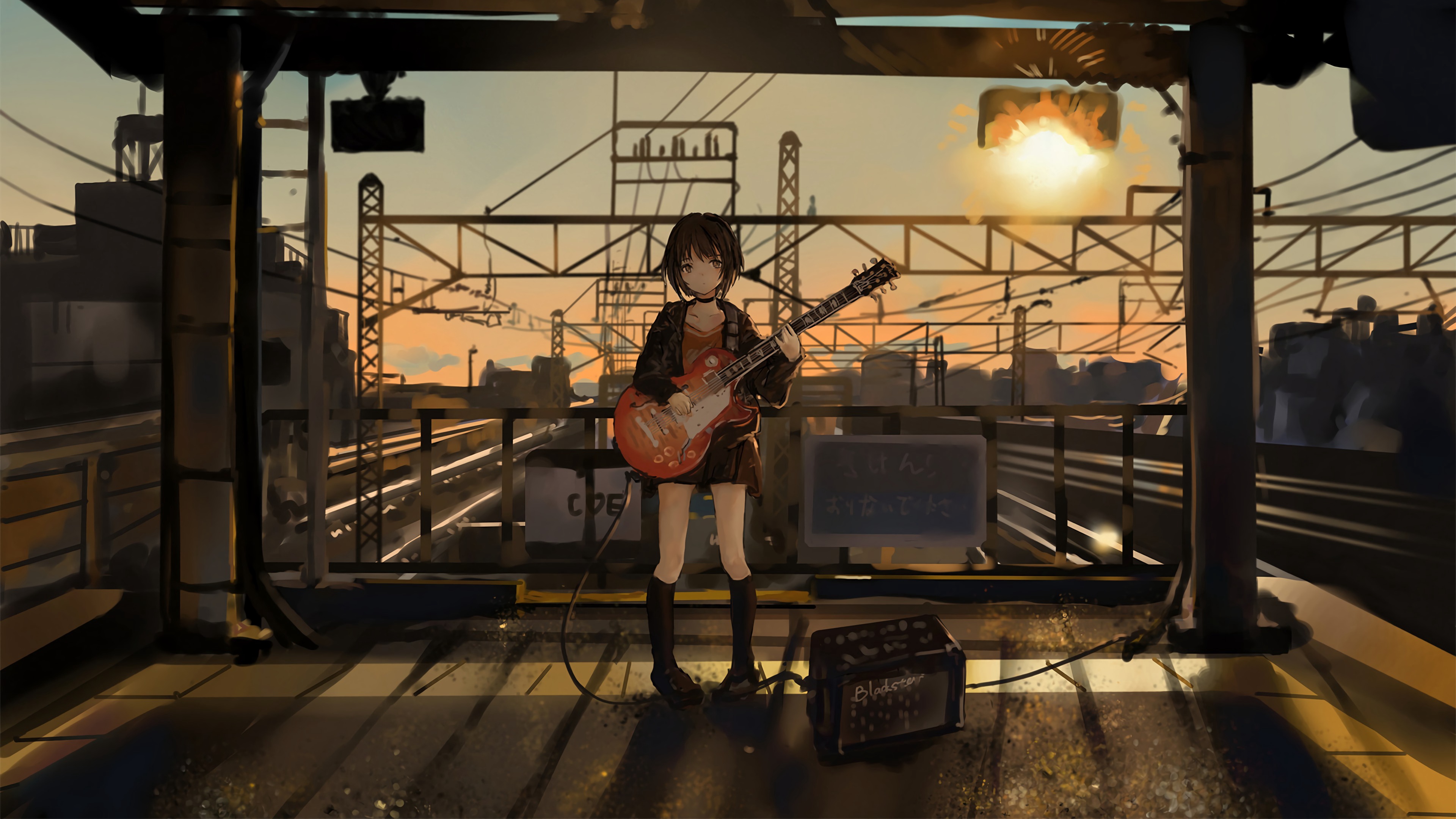 Anime Girls Anime Guitar 3840x2160