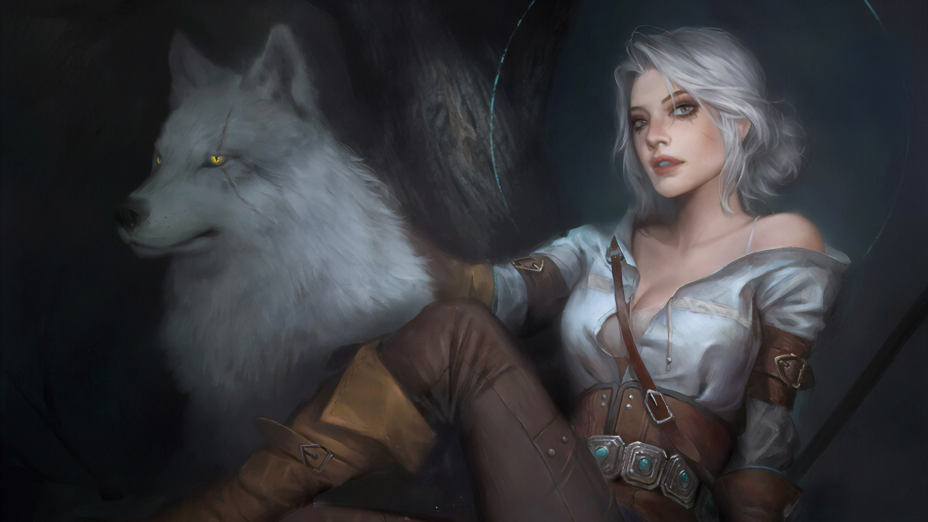 Ciri The Witcher Wolf White Hair 3840x2160