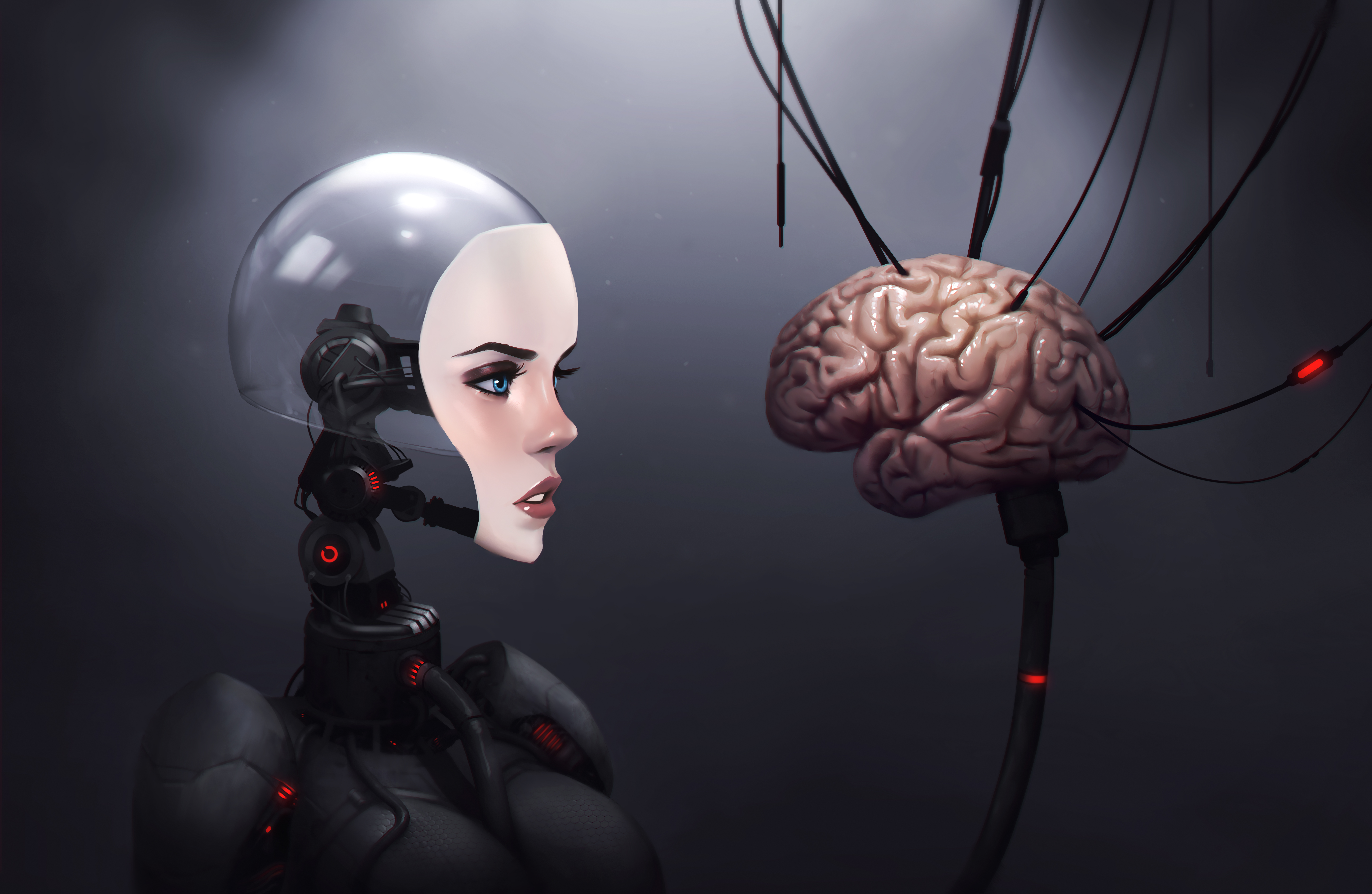 Cybergirl Brain Cyberpunk Cyber 4K Digital Art 5799x3778