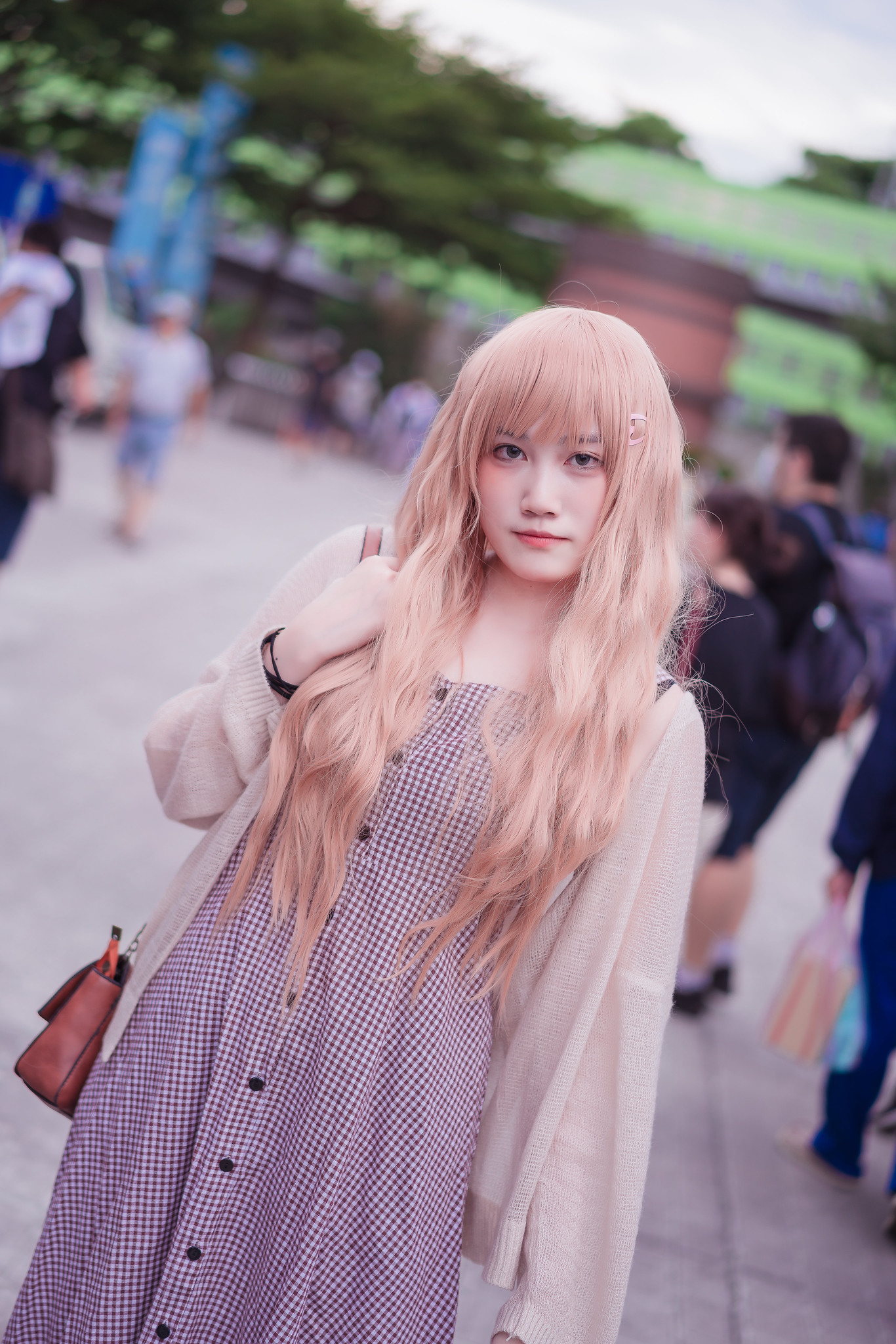 Asian Women Model Long Hair Women Outdoors Urban Dress Blonde Standing 1366x2048