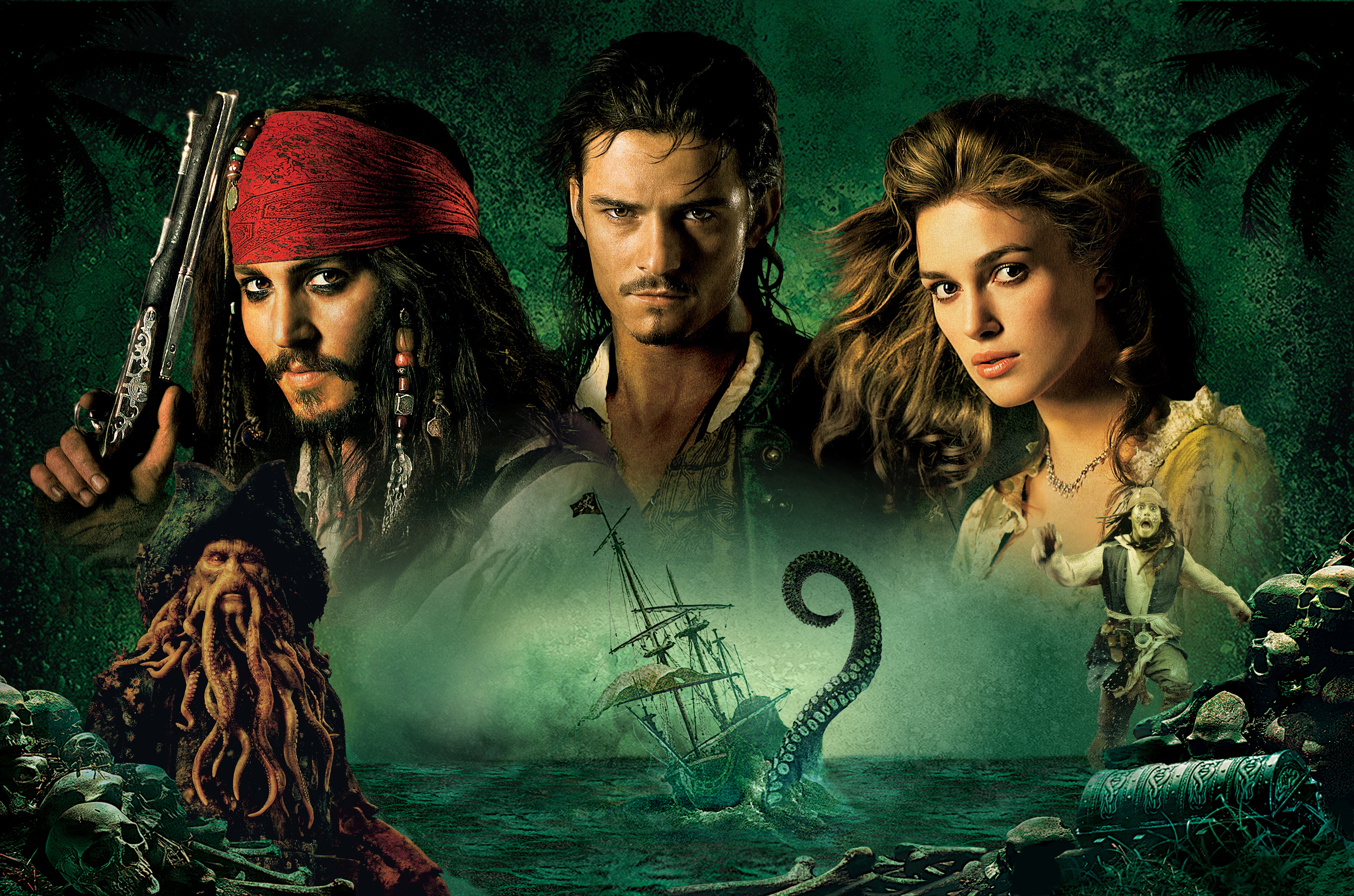Jack Sparrow Elizabeth Swann Will Turner Hector Barbossa Johnny Depp Keira Knightley Orlando Bloom G 7065x4679