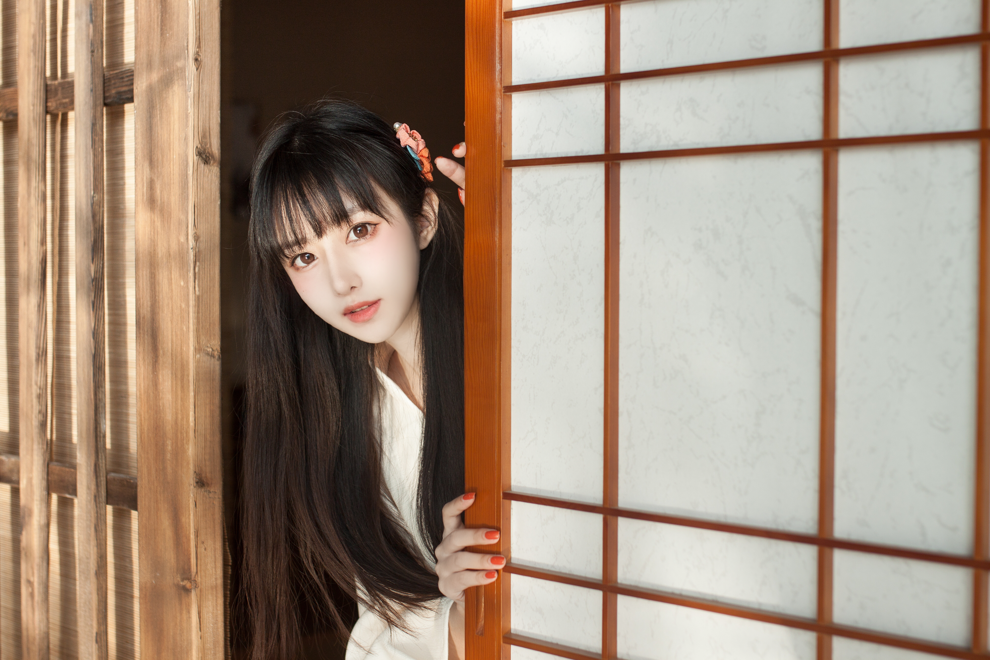 Asian Long Hair Black Hair Kimono Tatami Living Rooms Shika XiaoLu 4032x2688