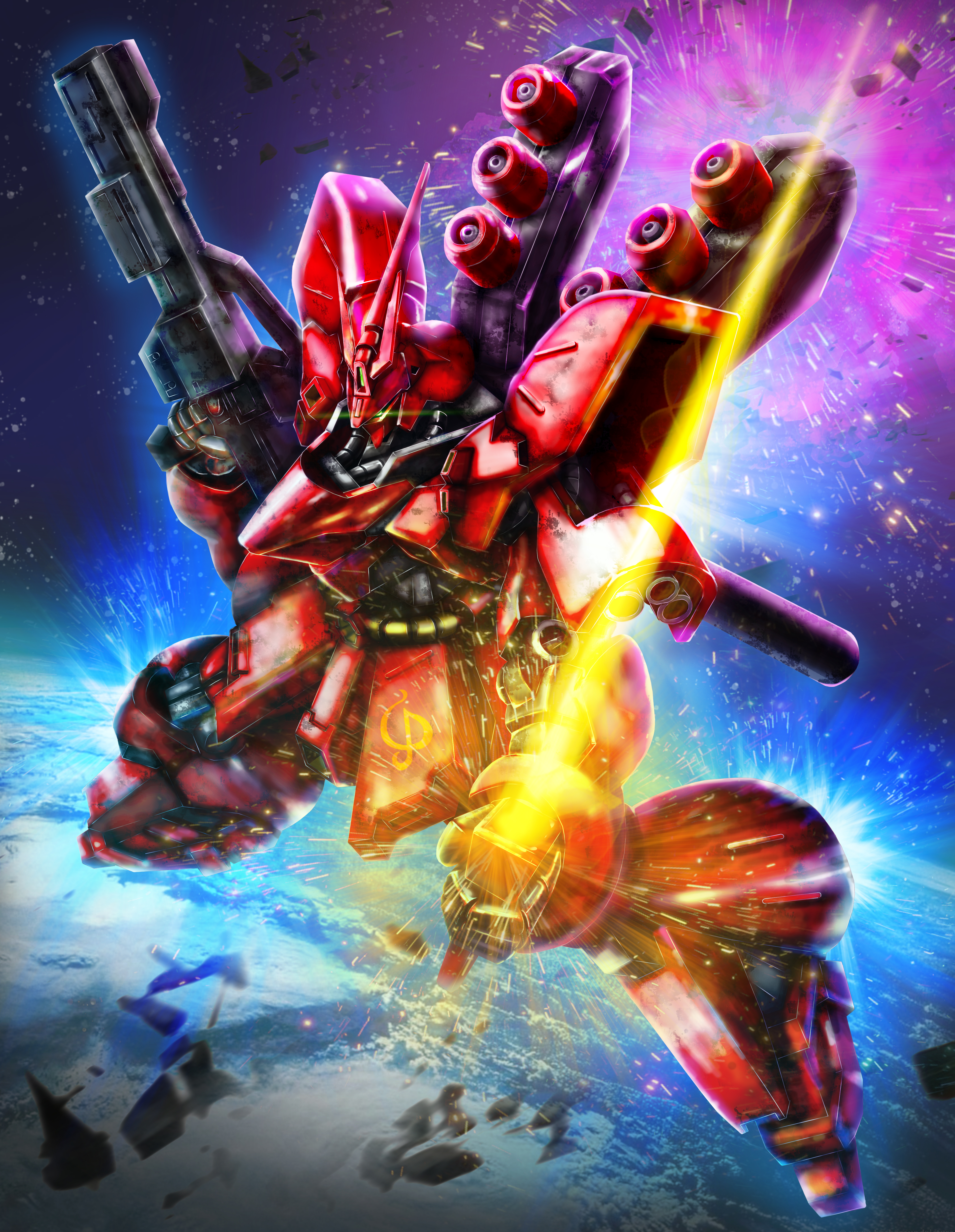 Anime Mobile Suit Mechs Sazabi Mobile Suit Gundam Chars Counterattack Super Robot Wars Artwork Digit 4272x5512