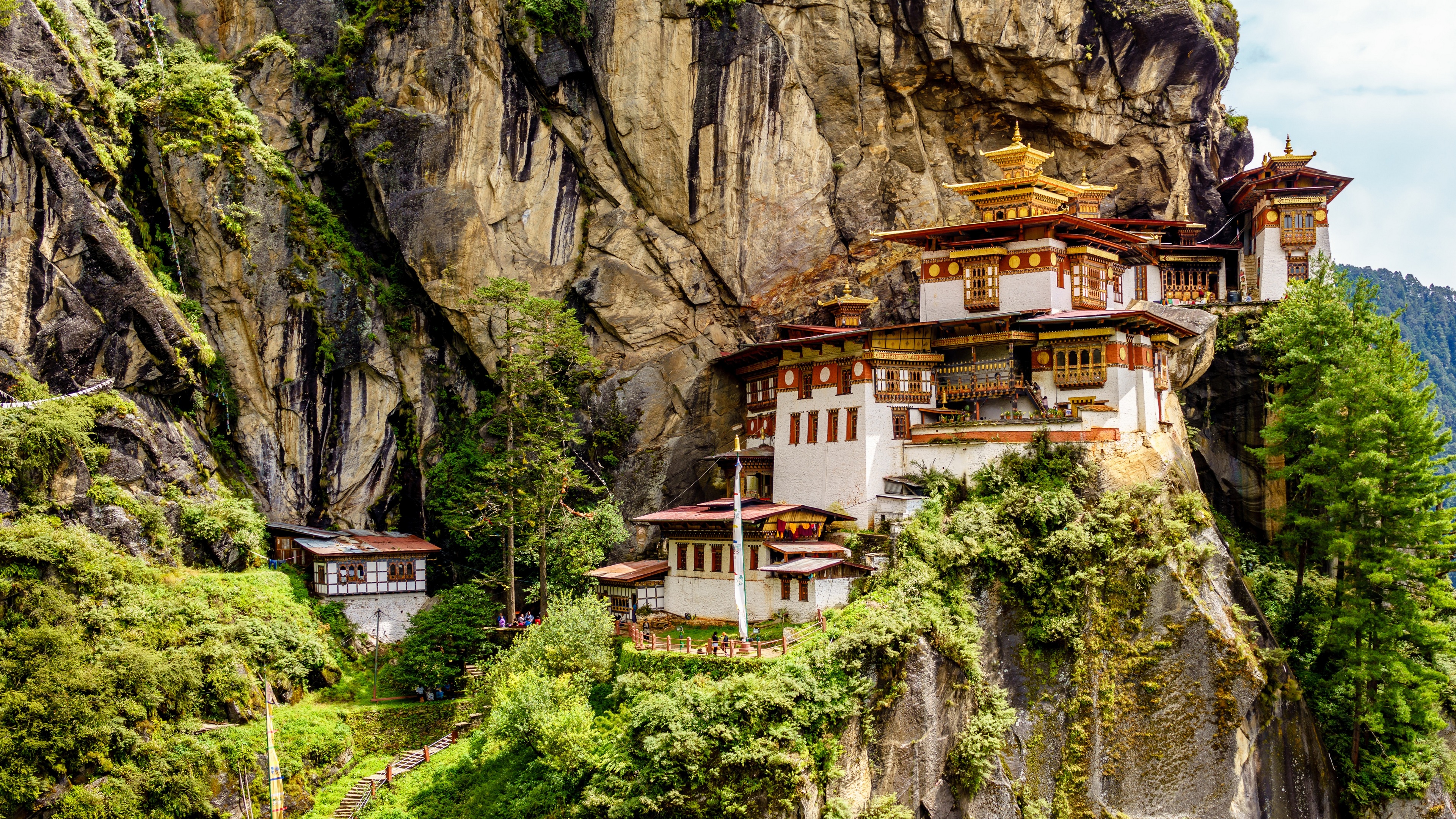 Bhutan Nature Rock Taktsang Monastery Trees Temple Cliff House Buddhism Mountains Asia Outdoors Rock 3840x2160