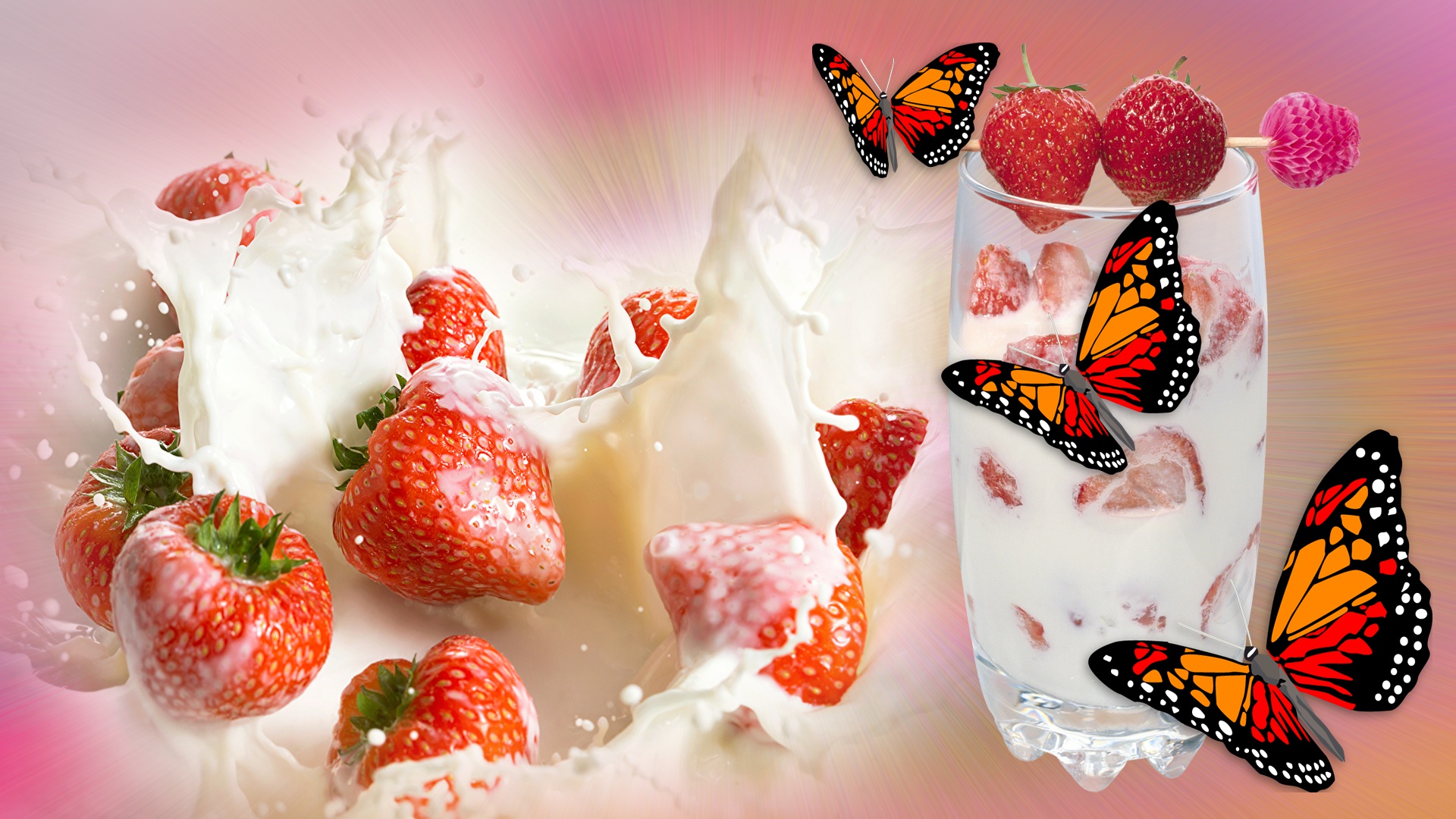 Berry Butterfly Glass Milk 1920x1080